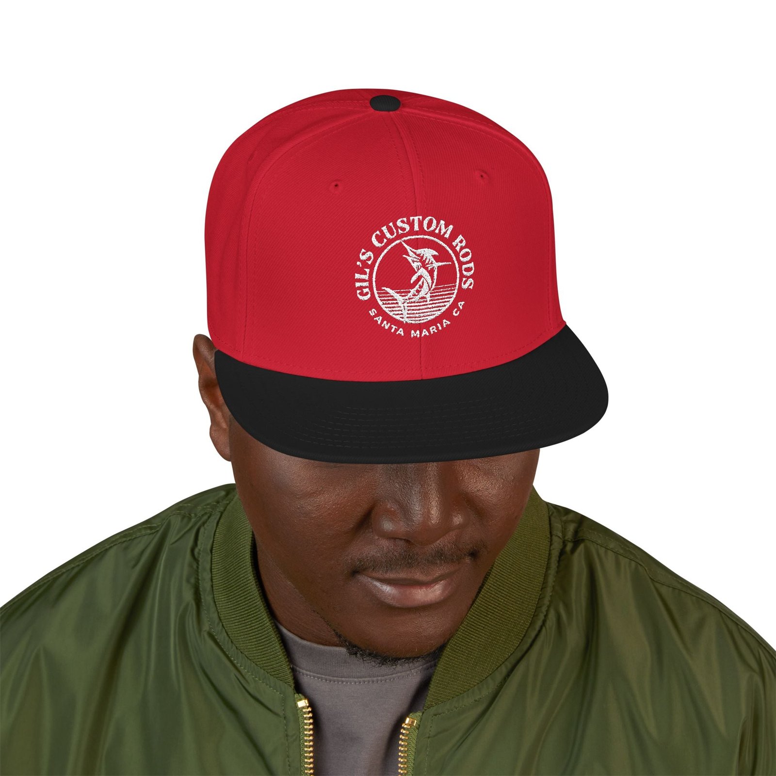 Embroidered Snapback Hat — Distressed Anchor Logo Cap