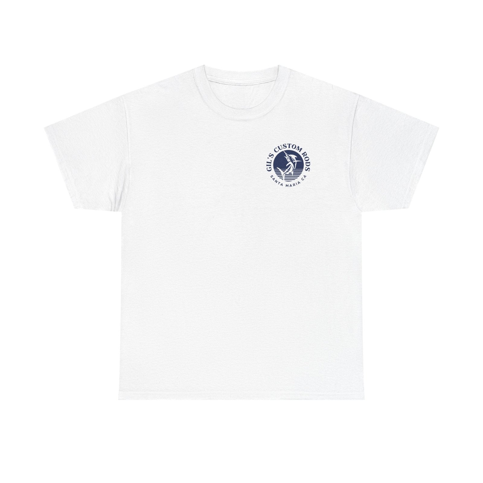 Fishing T-Shirt — "Gil's Custom Rods" Santa Maria Marlin Logo Tee