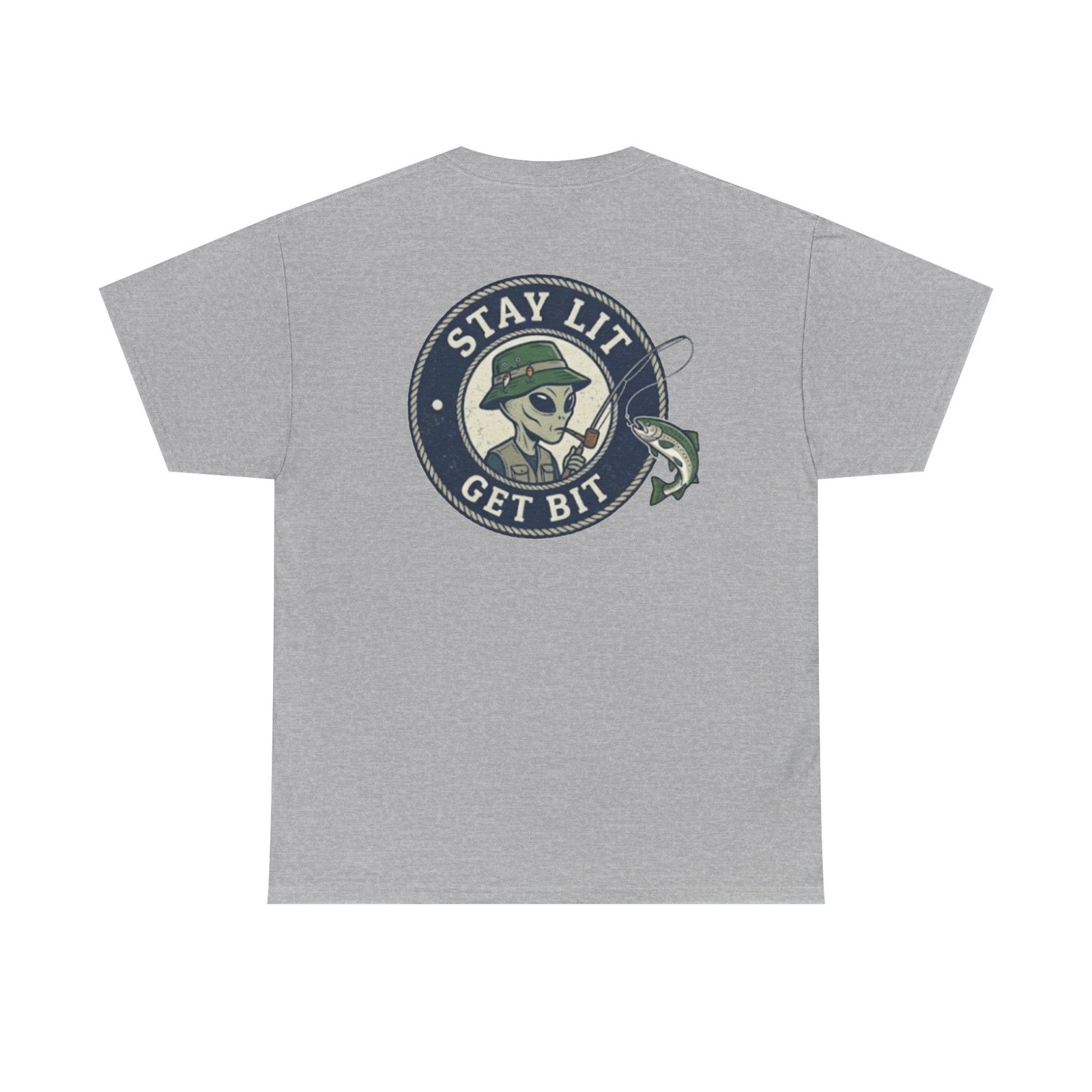 Fishing Skull Tee — "Stay Lit Get Bit" Graphic T-Shirt