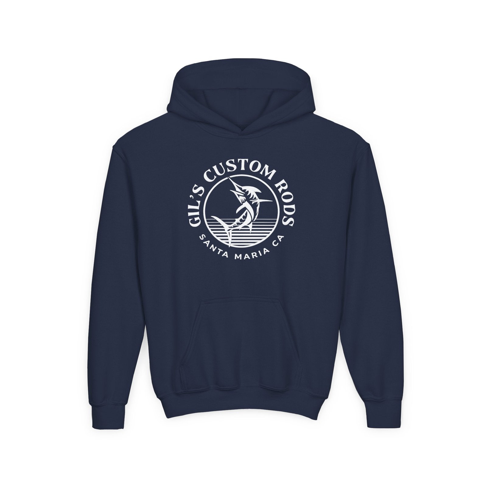 Youth Hoodie - "Gil's Custom Rods Santa Maria, CA" Fishing Logo