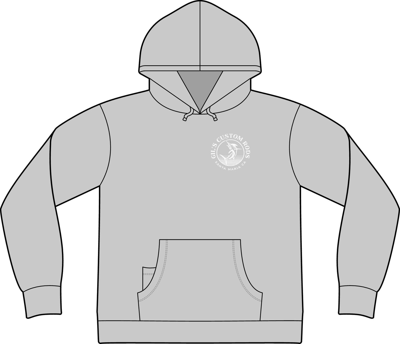 Fishing Hoodie – "Gil's Custom Rods, Santa Maria CA" Logo Pullover