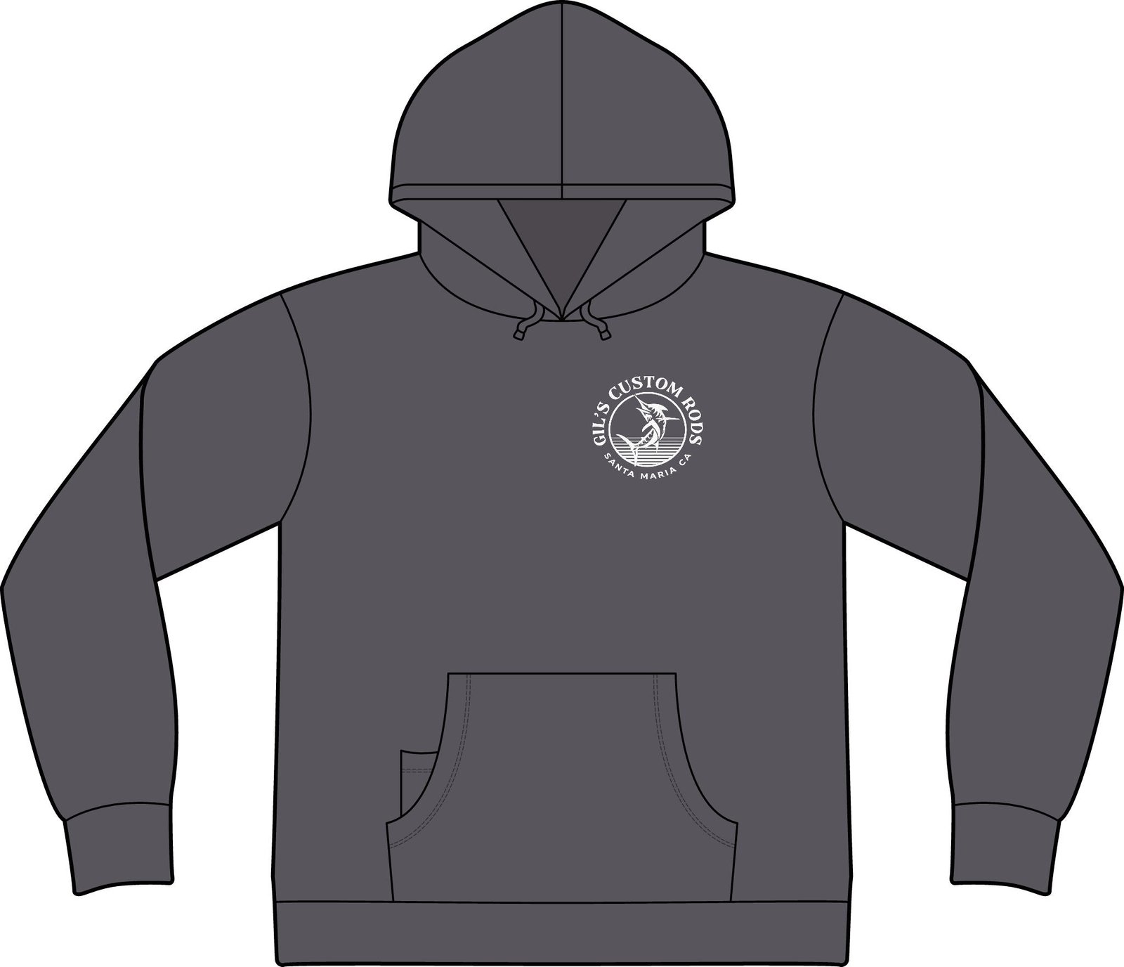 Fishing Hoodie – "Gil's Custom Rods, Santa Maria CA" Logo Pullover