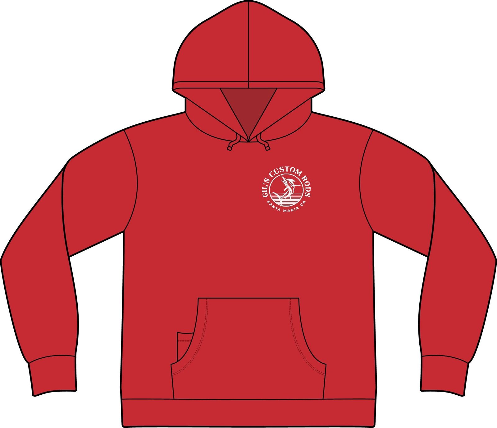 Fishing Hoodie – "Gil's Custom Rods, Santa Maria CA" Logo Pullover