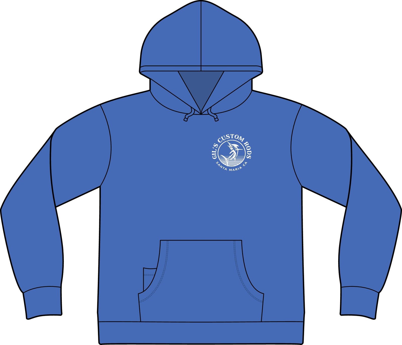 Fishing Hoodie – "Gil's Custom Rods, Santa Maria CA" Logo Pullover