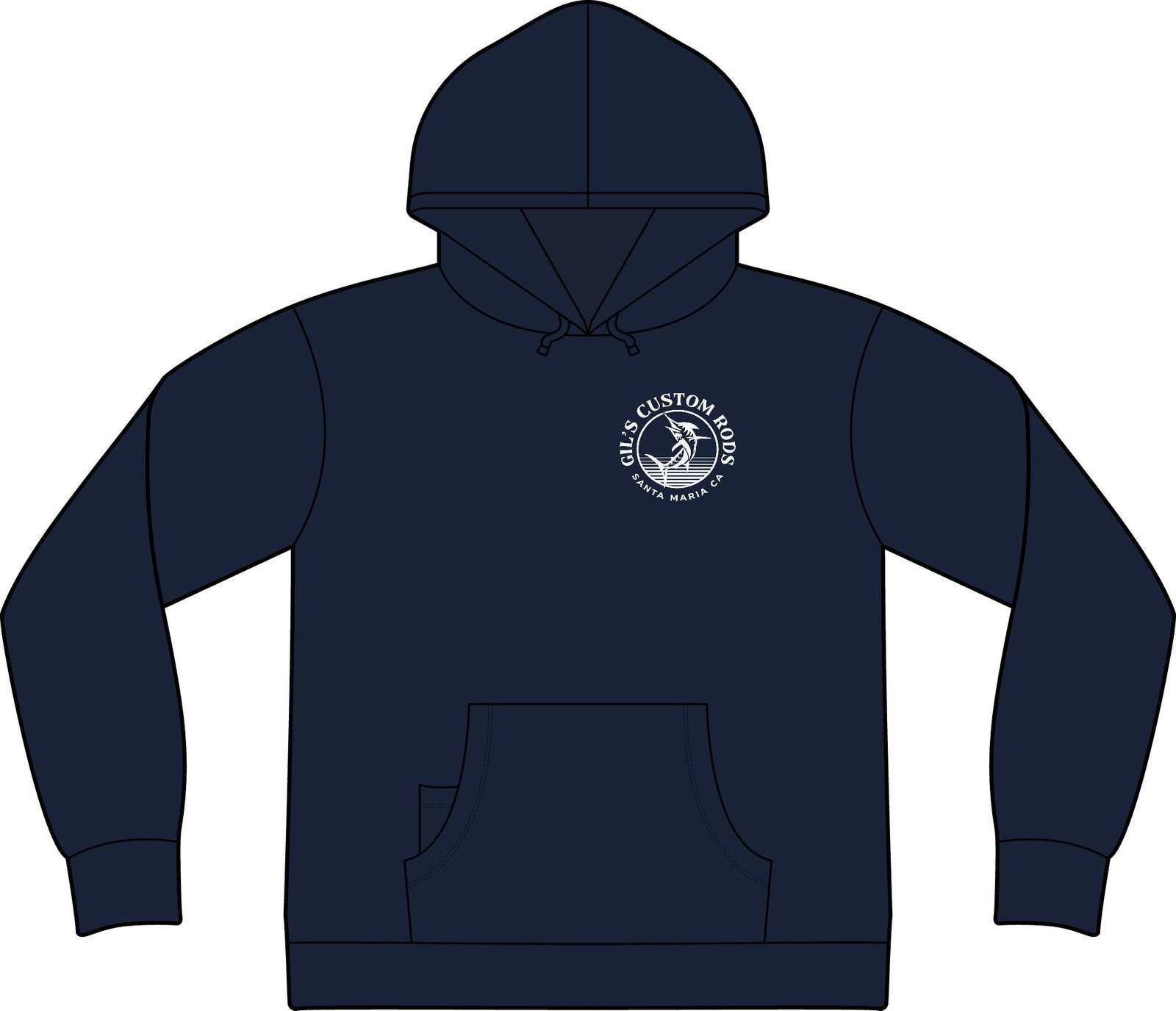 Fishing Hoodie – "Gil's Custom Rods, Santa Maria CA" Logo Pullover