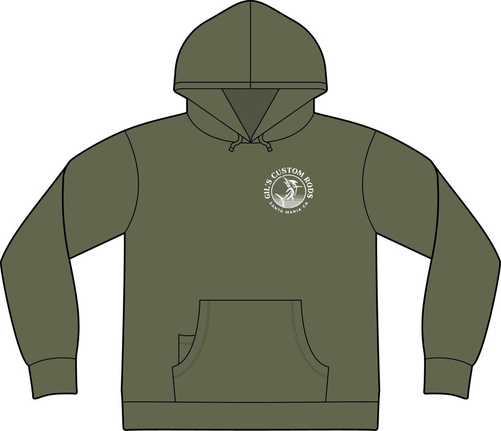 Fishing Hoodie – "Gil's Custom Rods, Santa Maria CA" Logo Pullover
