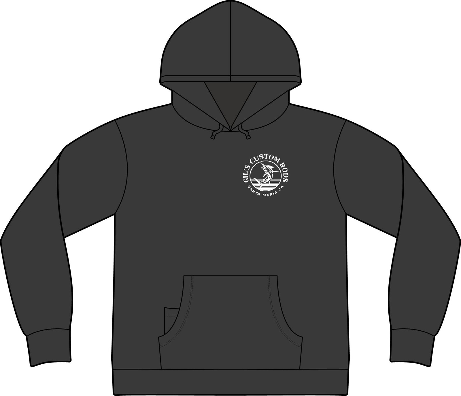 Fishing Hoodie – "Gil's Custom Rods, Santa Maria CA" Logo Pullover