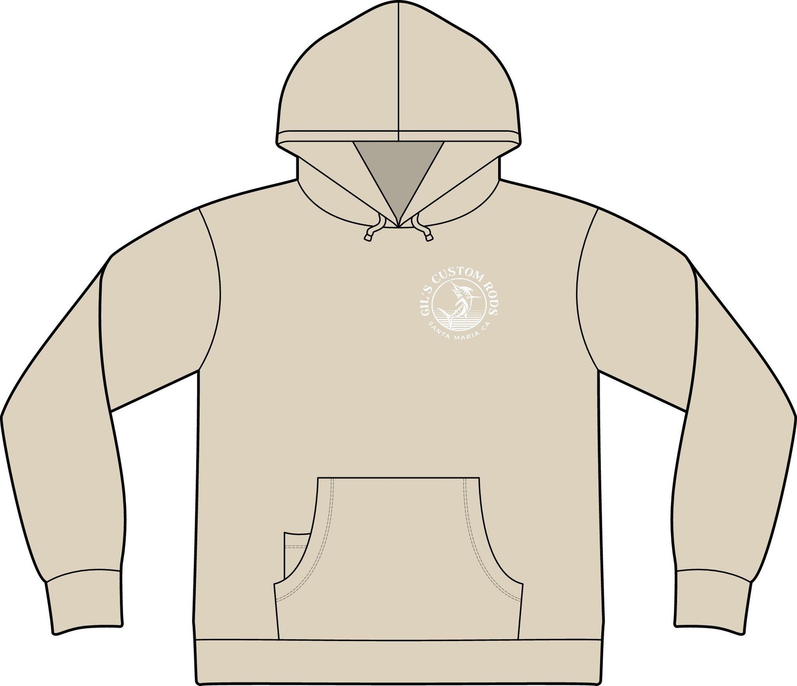 Fishing Hoodie – "Gil's Custom Rods, Santa Maria CA" Logo Pullover