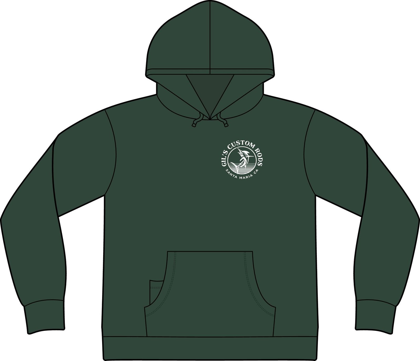 Fishing Hoodie – "Gil's Custom Rods, Santa Maria CA" Logo Pullover