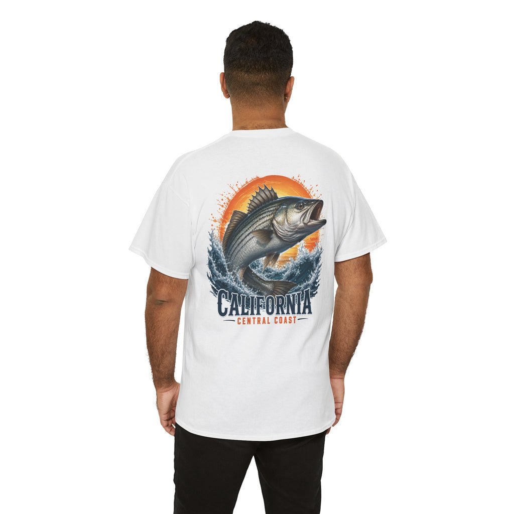 California Central Coast Striper Fishing Tee — Sunset Catch Graphic T-Shirt