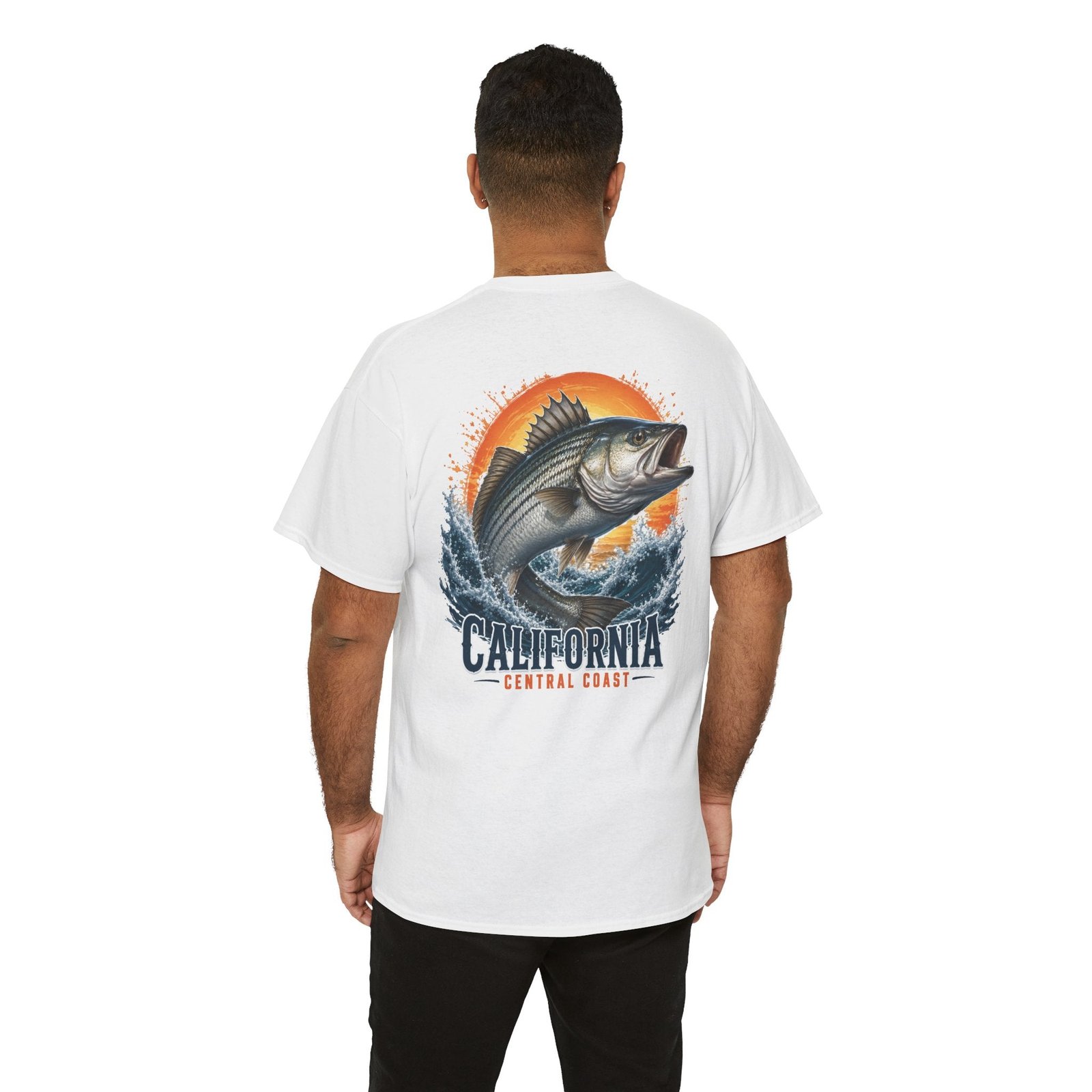 California Central Coast Striper Fishing Tee — Sunset Catch Graphic T-Shirt