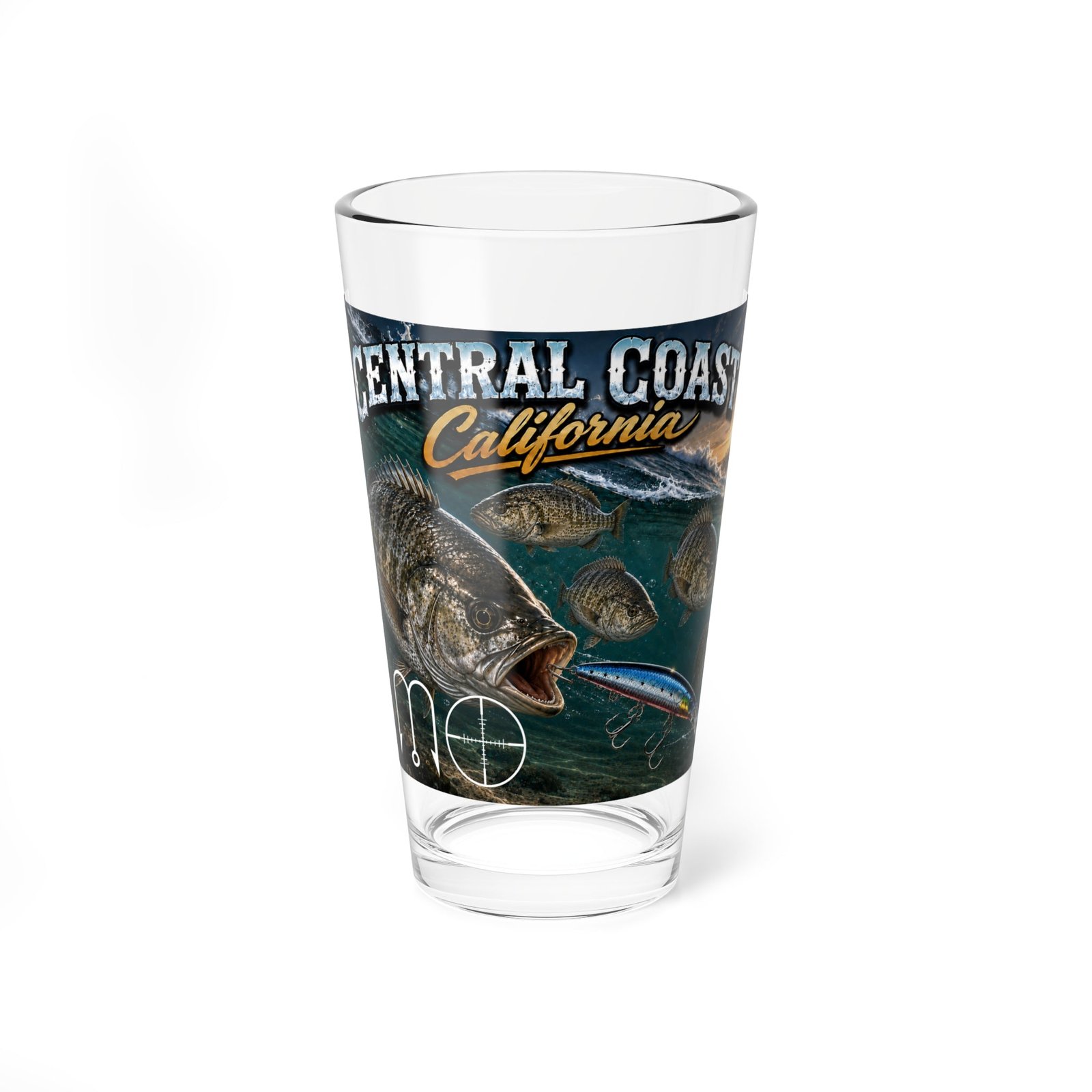 Central Coast California Fishing 16oz Mixing Glass