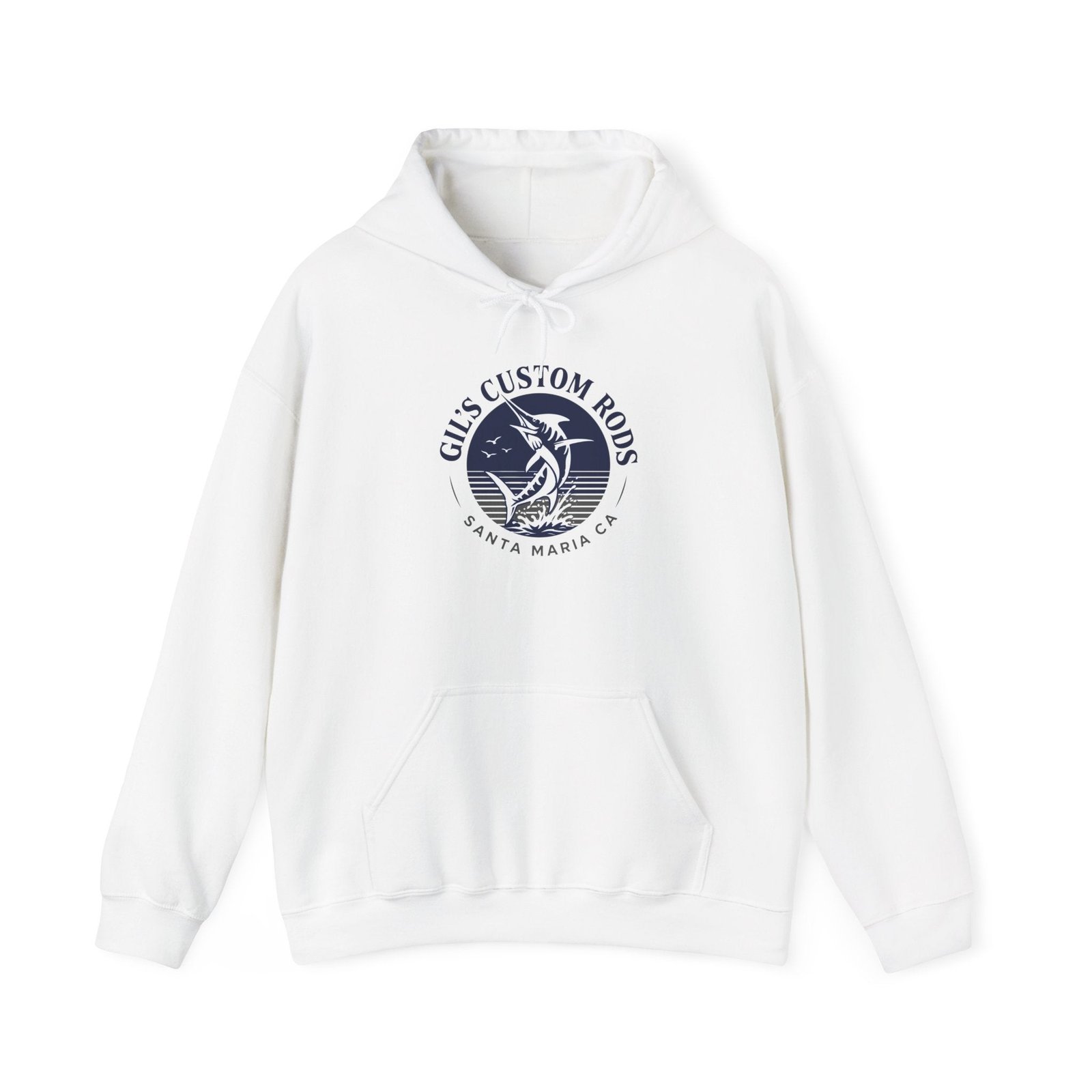 Fishing Hoodie — "Gils Custom Rods" Santa Maria CA Logo Pullover