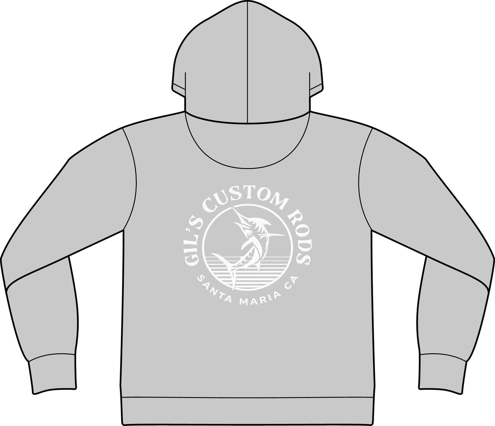 Fishing Hoodie – "Gil's Custom Rods, Santa Maria CA" Logo Pullover