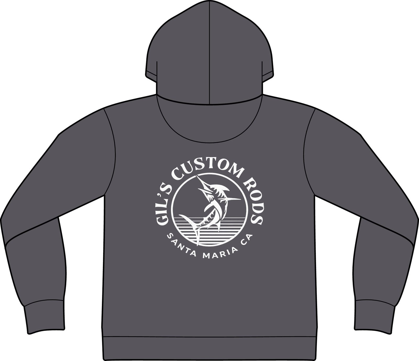 Fishing Hoodie – "Gil's Custom Rods, Santa Maria CA" Logo Pullover