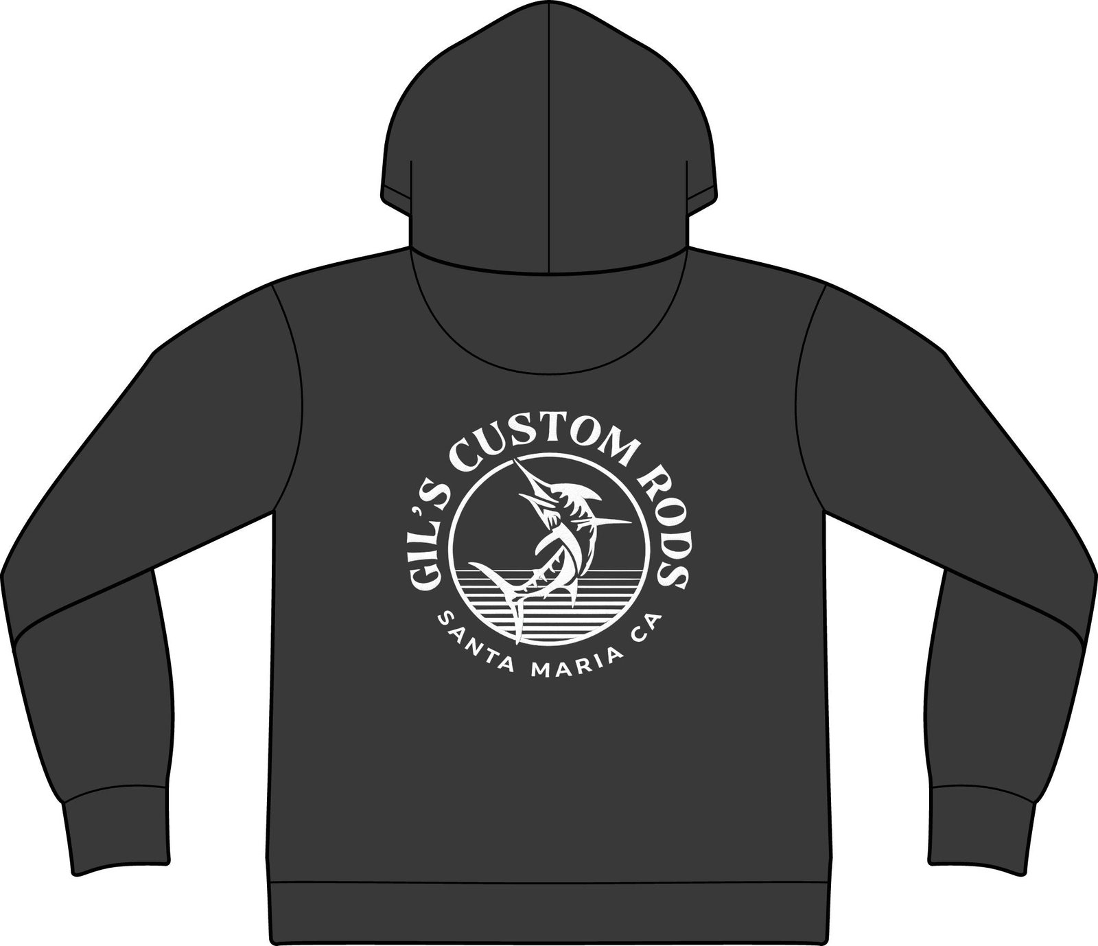 Fishing Hoodie – "Gil's Custom Rods, Santa Maria CA" Logo Pullover