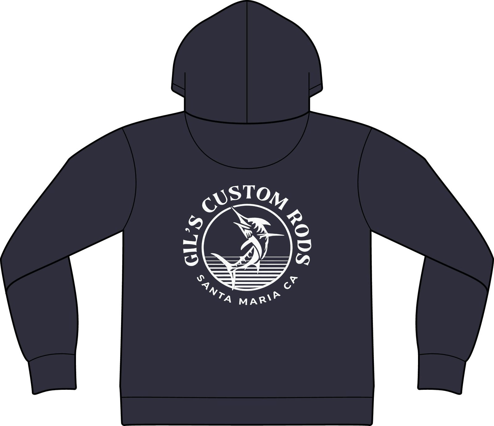 Fishing Hoodie – "Gil's Custom Rods, Santa Maria CA" Logo Pullover