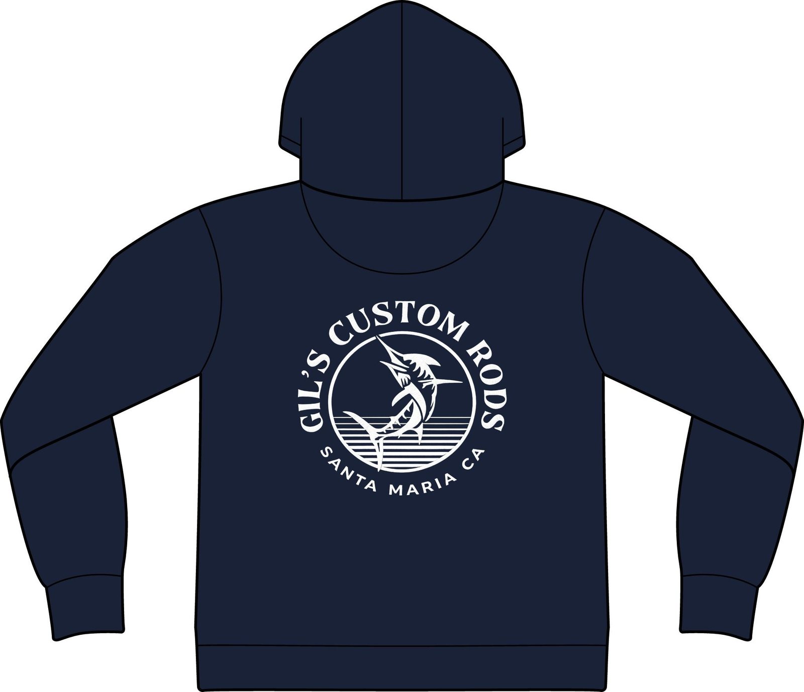 Fishing Hoodie – "Gil's Custom Rods, Santa Maria CA" Logo Pullover