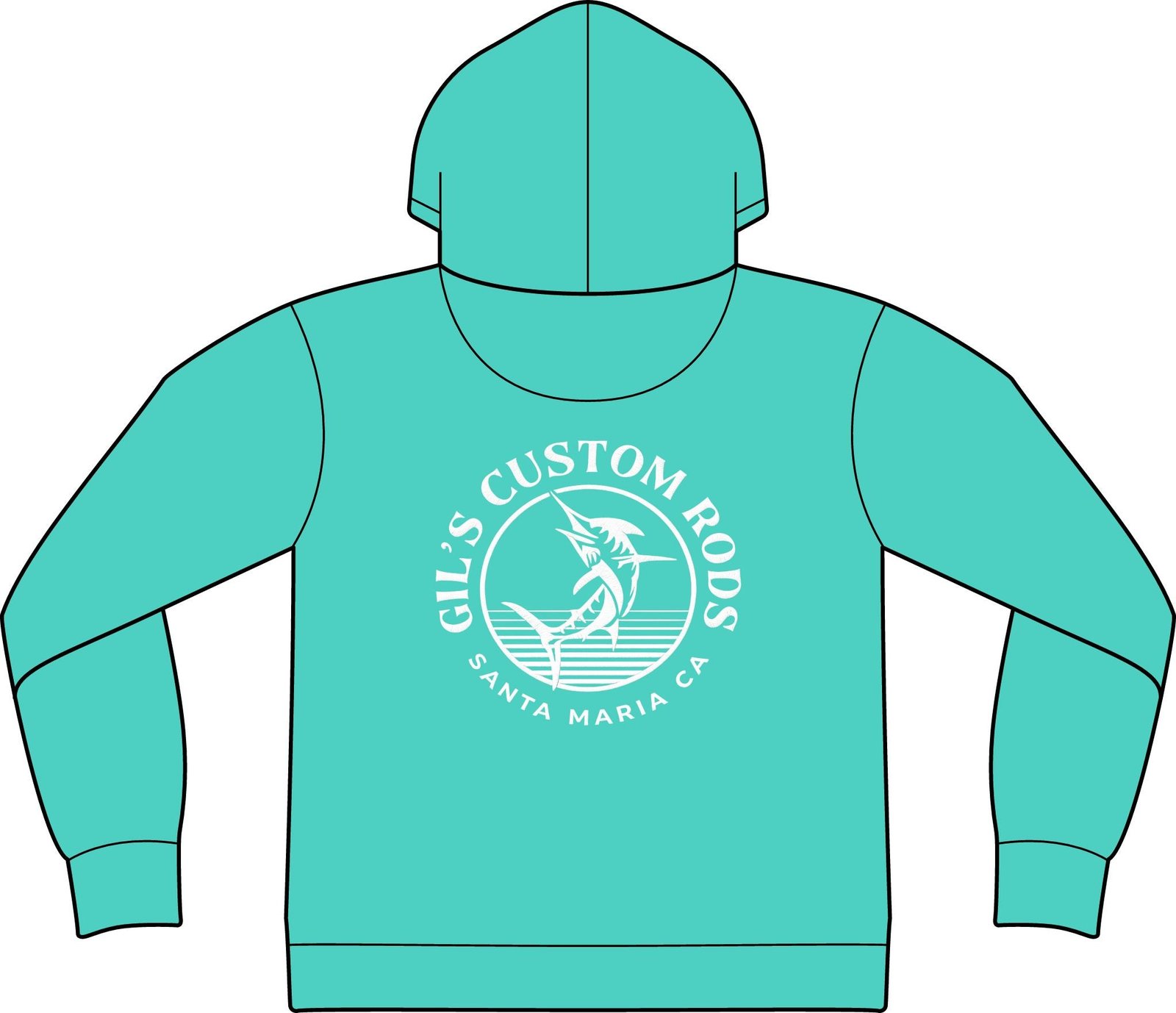 Fishing Hoodie – "Gil's Custom Rods, Santa Maria CA" Logo Pullover