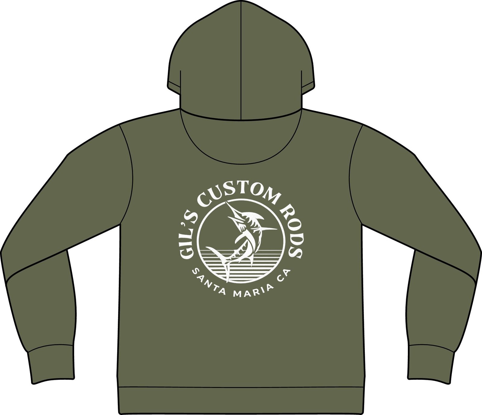 Fishing Hoodie – "Gil's Custom Rods, Santa Maria CA" Logo Pullover