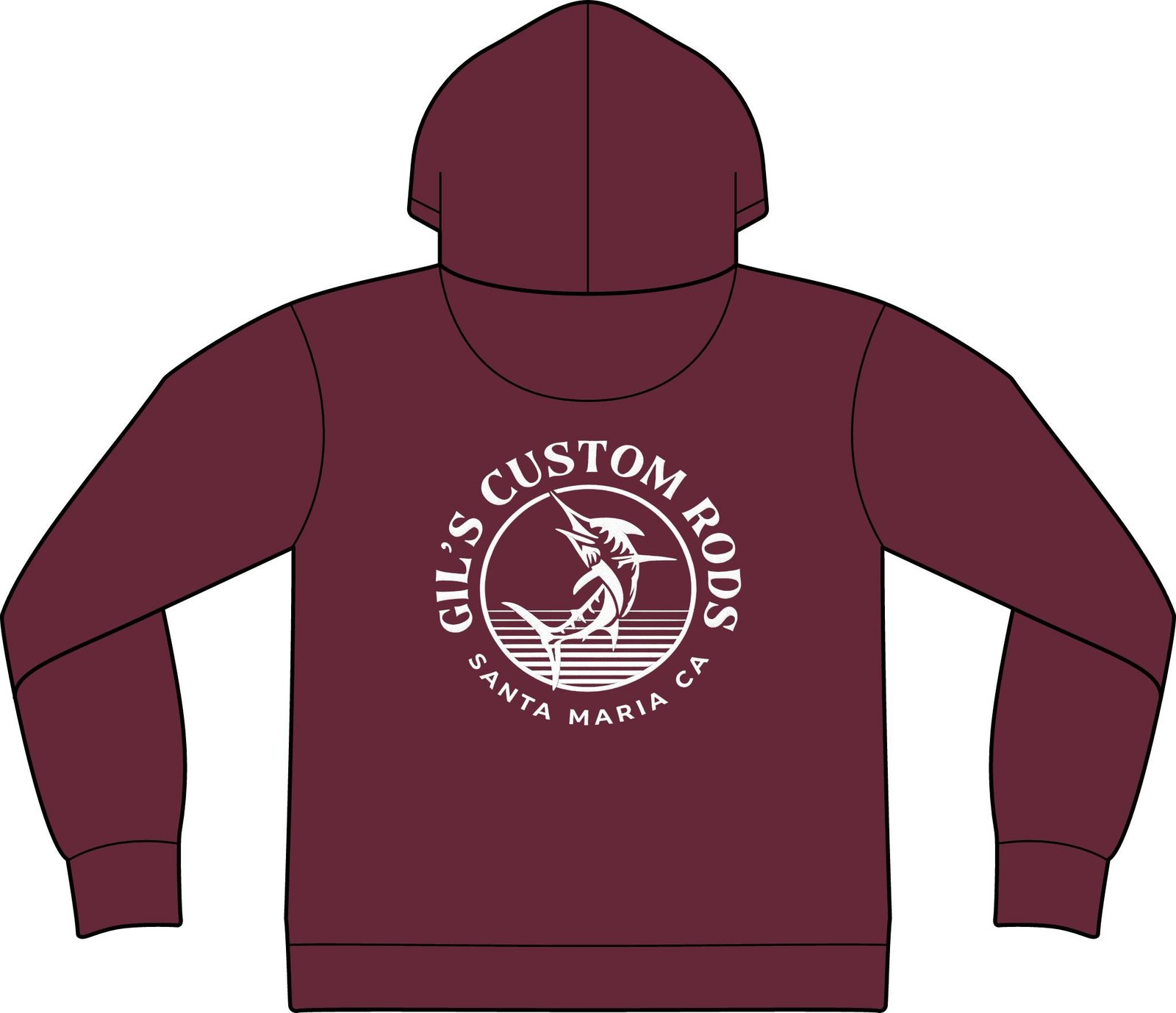 Fishing Hoodie – "Gil's Custom Rods, Santa Maria CA" Logo Pullover