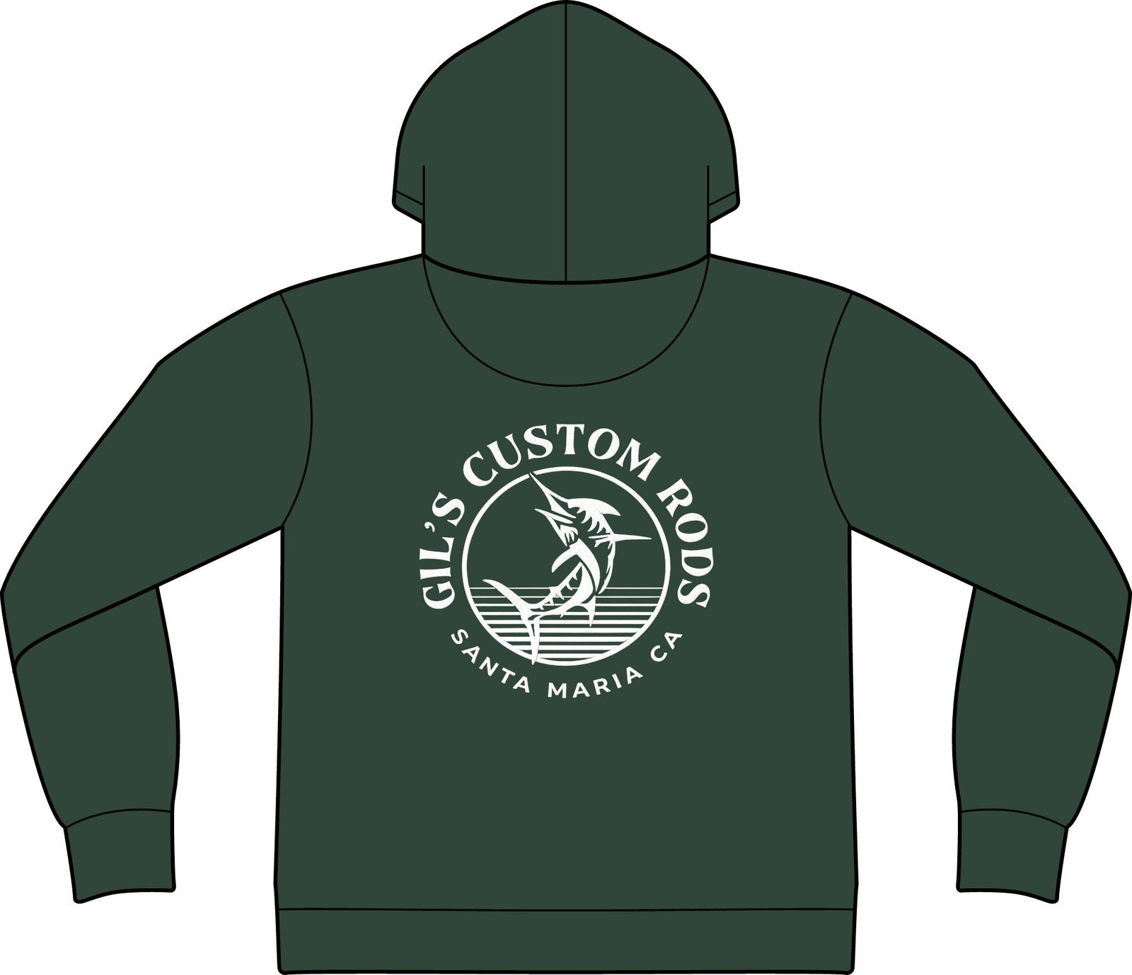 Fishing Hoodie – "Gil's Custom Rods, Santa Maria CA" Logo Pullover