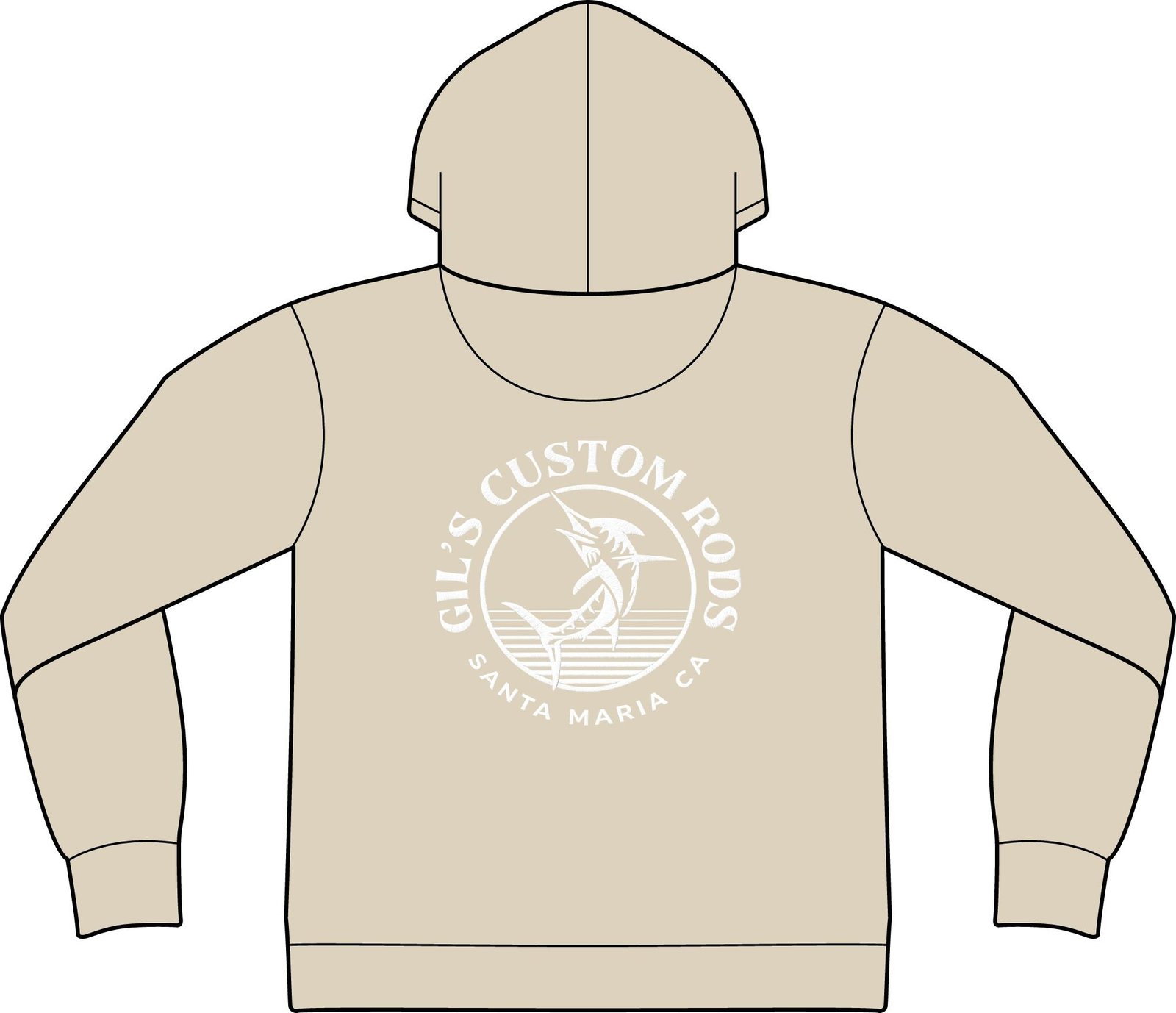 Fishing Hoodie – "Gil's Custom Rods, Santa Maria CA" Logo Pullover