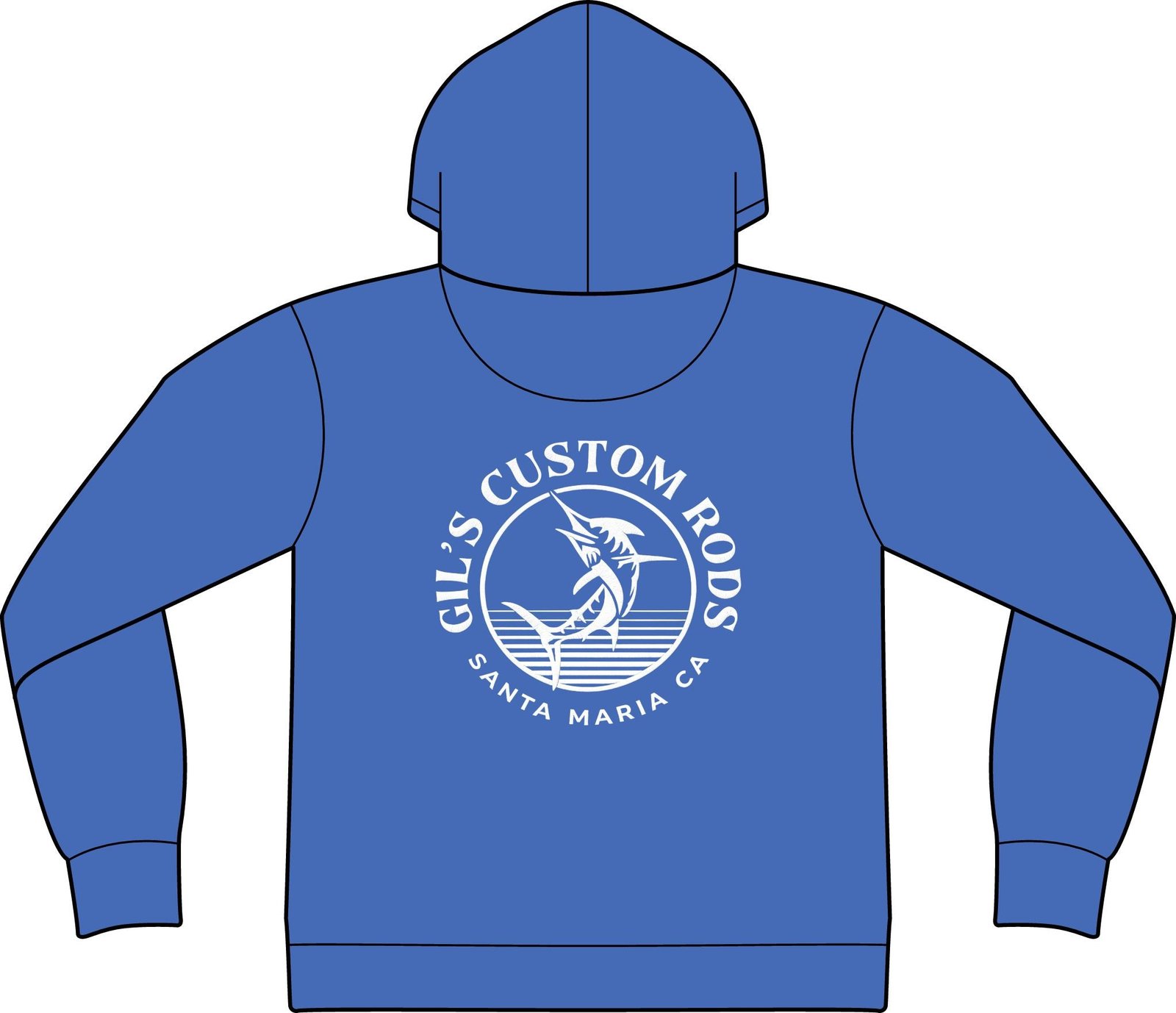 Fishing Hoodie – "Gil's Custom Rods, Santa Maria CA" Logo Pullover