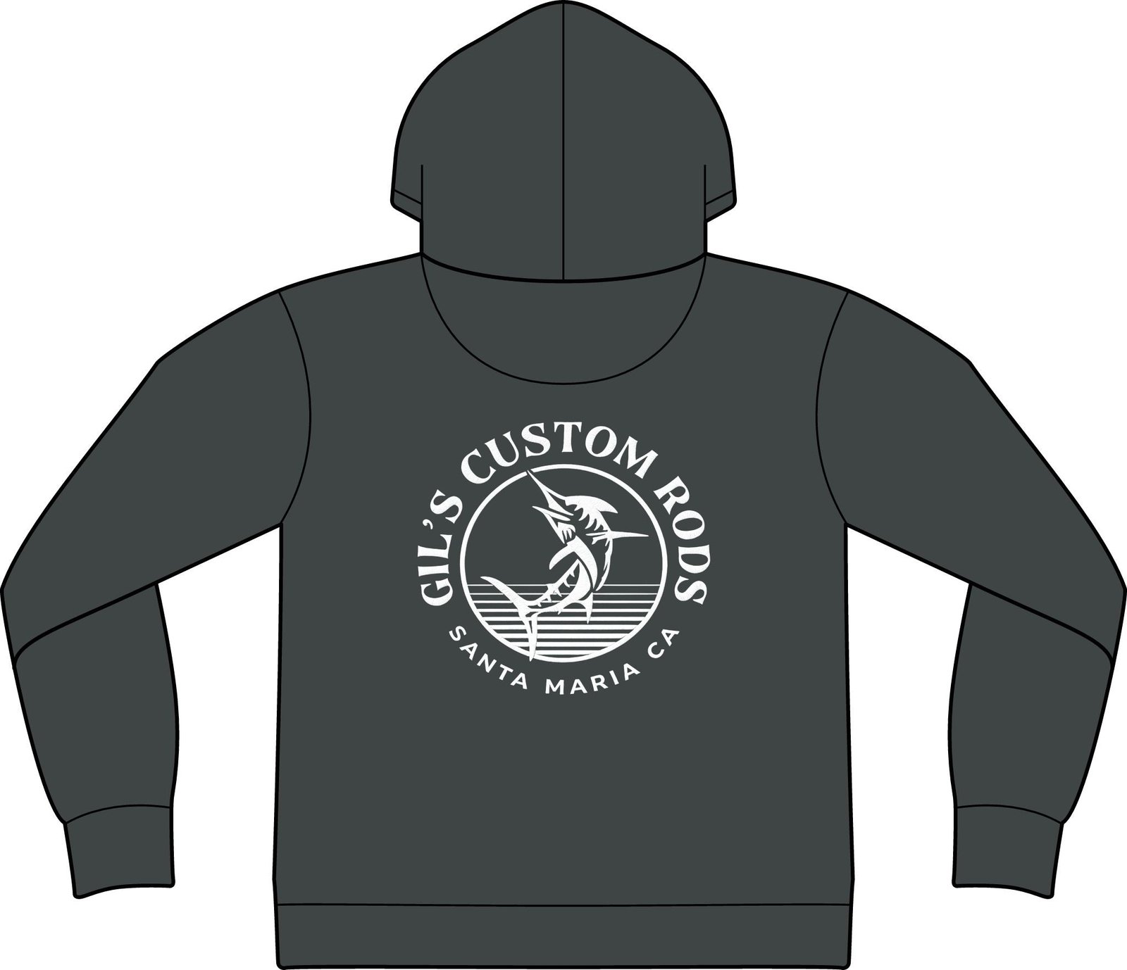 Fishing Hoodie – "Gil's Custom Rods, Santa Maria CA" Logo Pullover