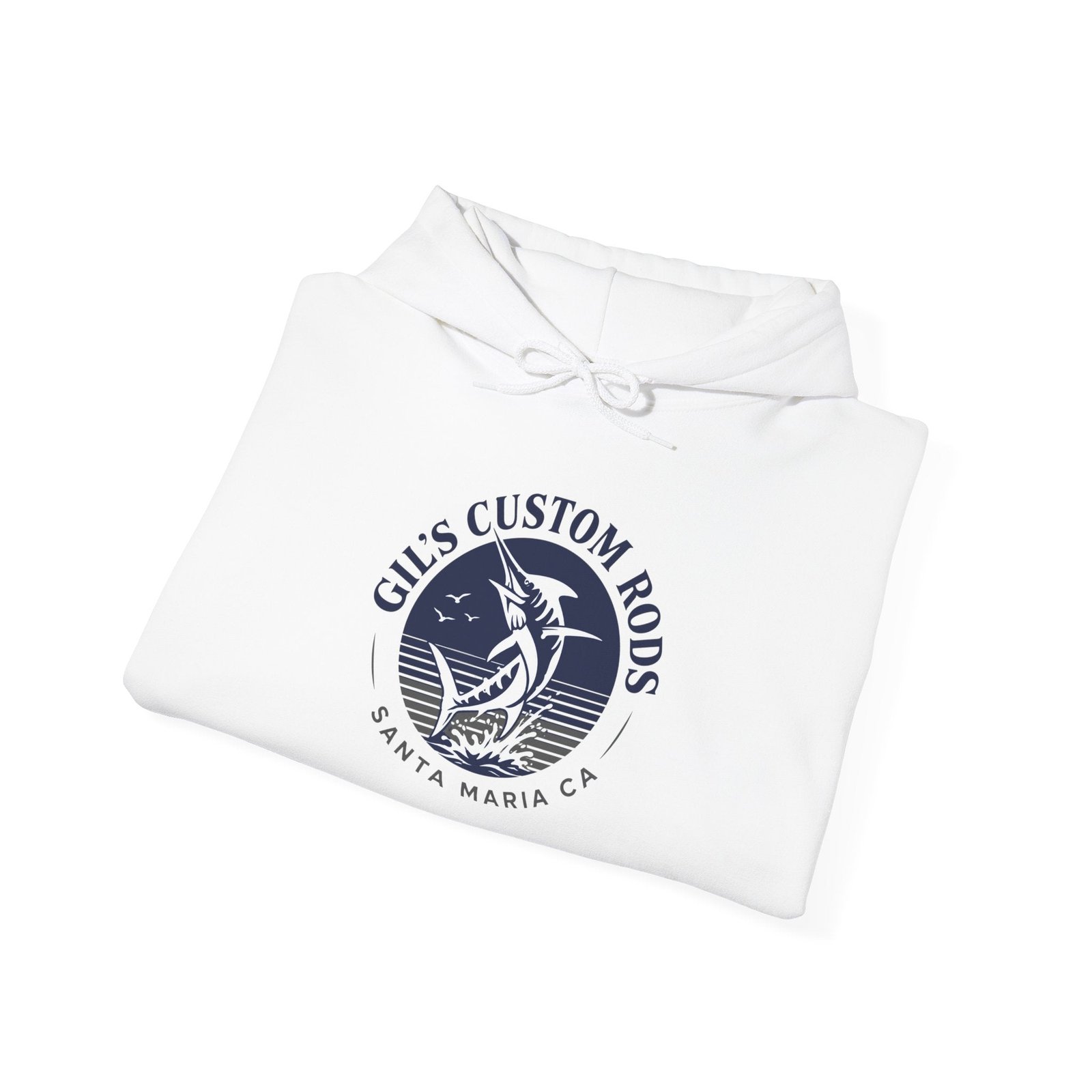 Fishing Hoodie — "Gils Custom Rods" Santa Maria CA Logo Pullover