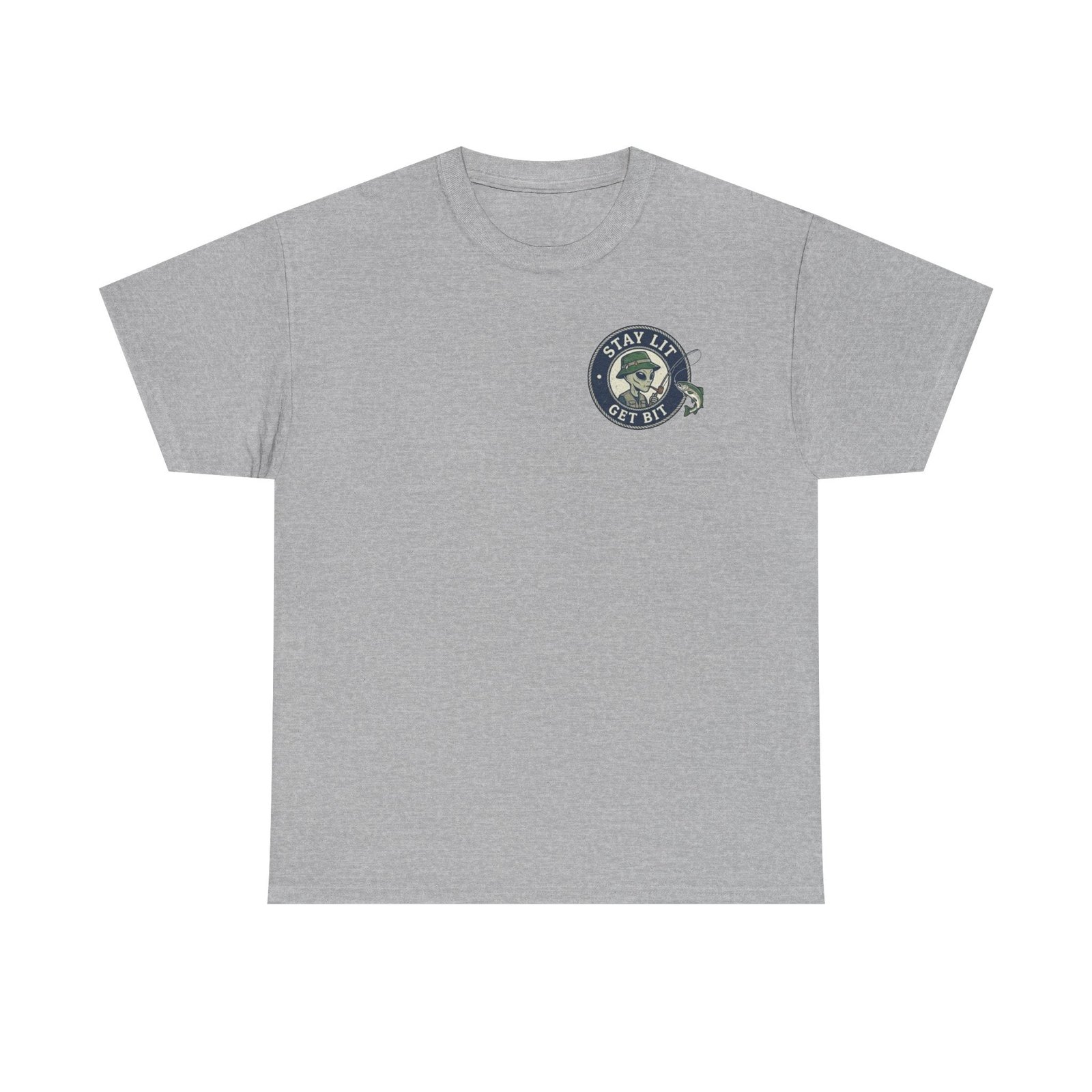 Fishing Skull Tee — "Stay Lit Get Bit" Graphic T-Shirt
