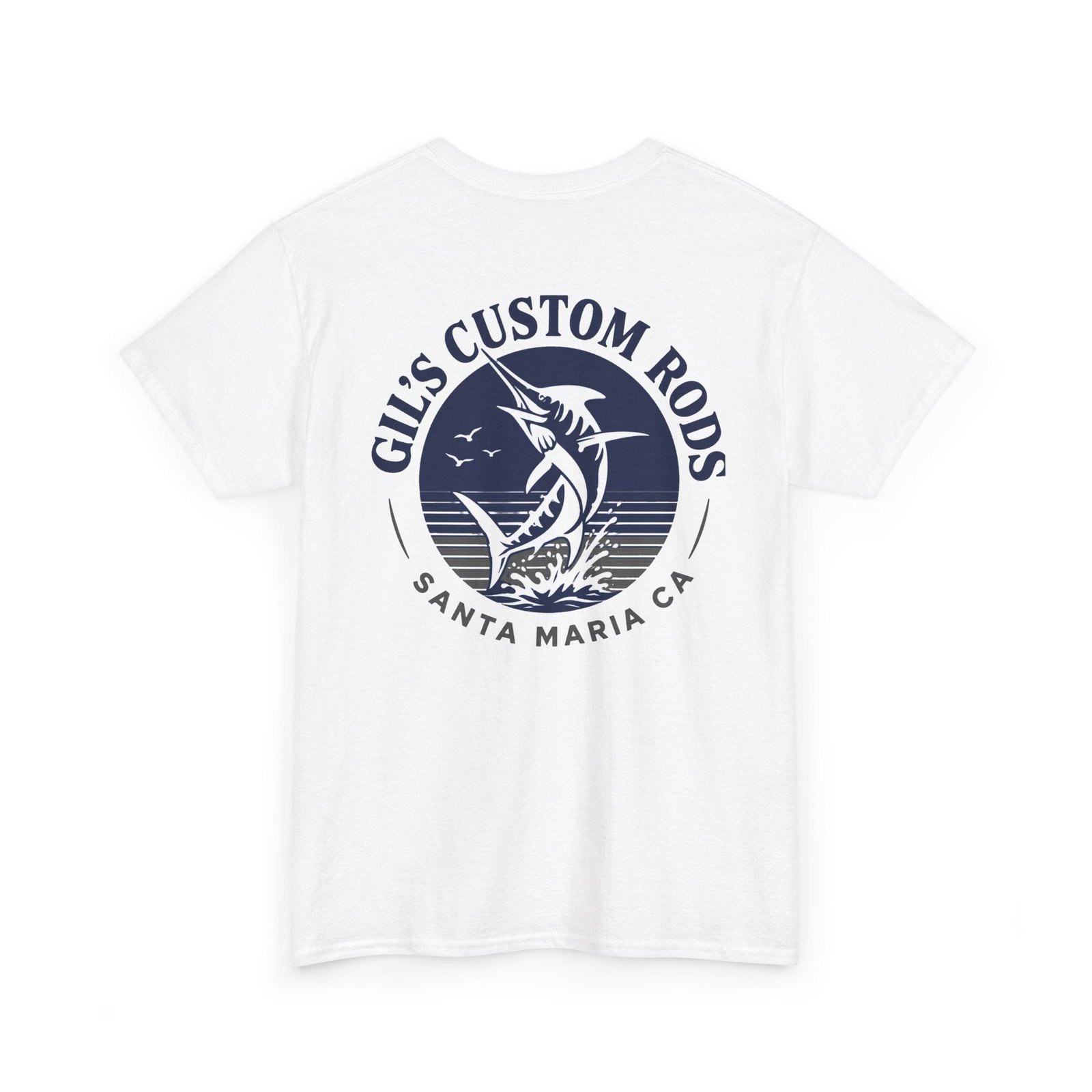 Fishing T-Shirt — "Gil's Custom Rods" Santa Maria Marlin Logo Tee