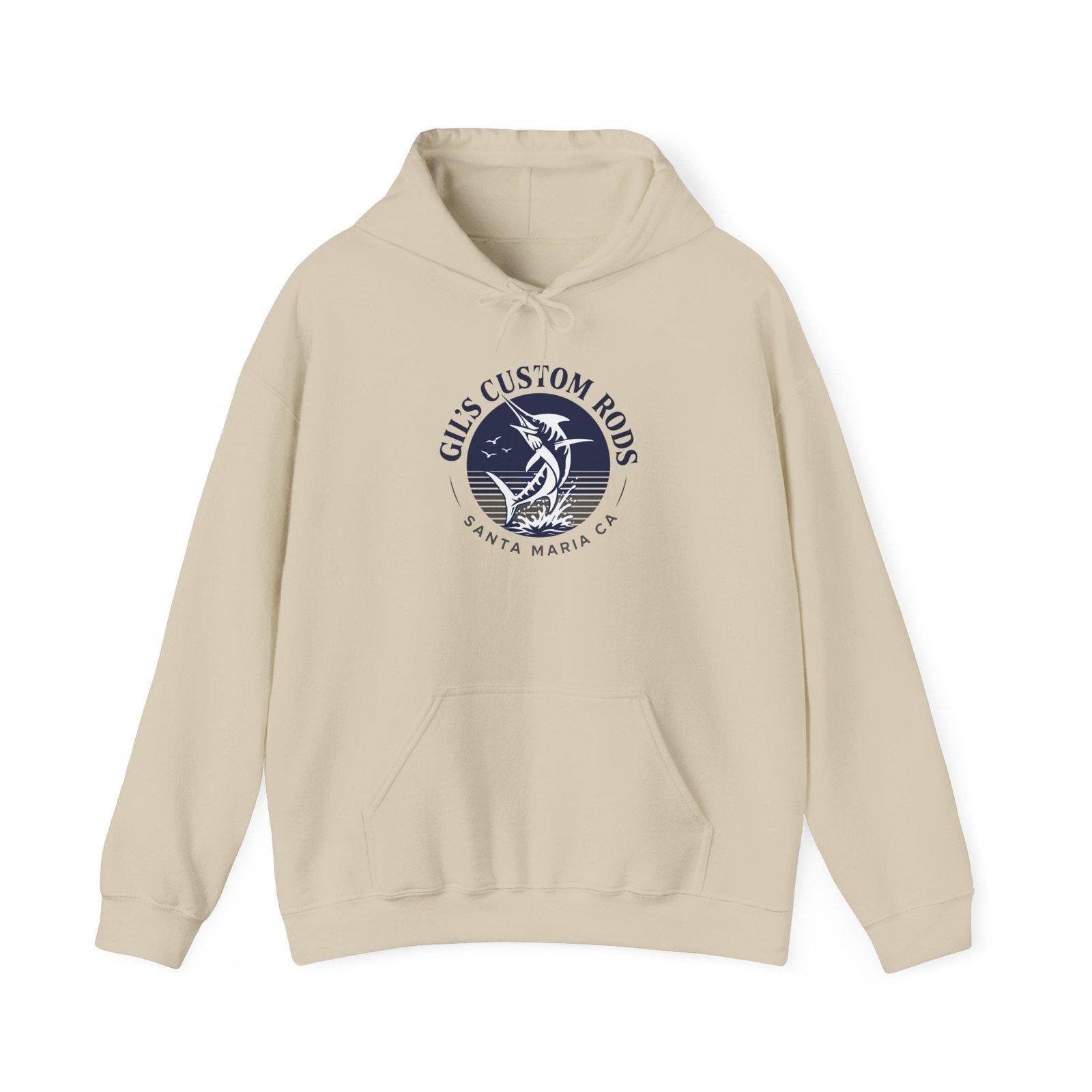 Fishing Hoodie — "Gils Custom Rods" Santa Maria CA Logo Pullover