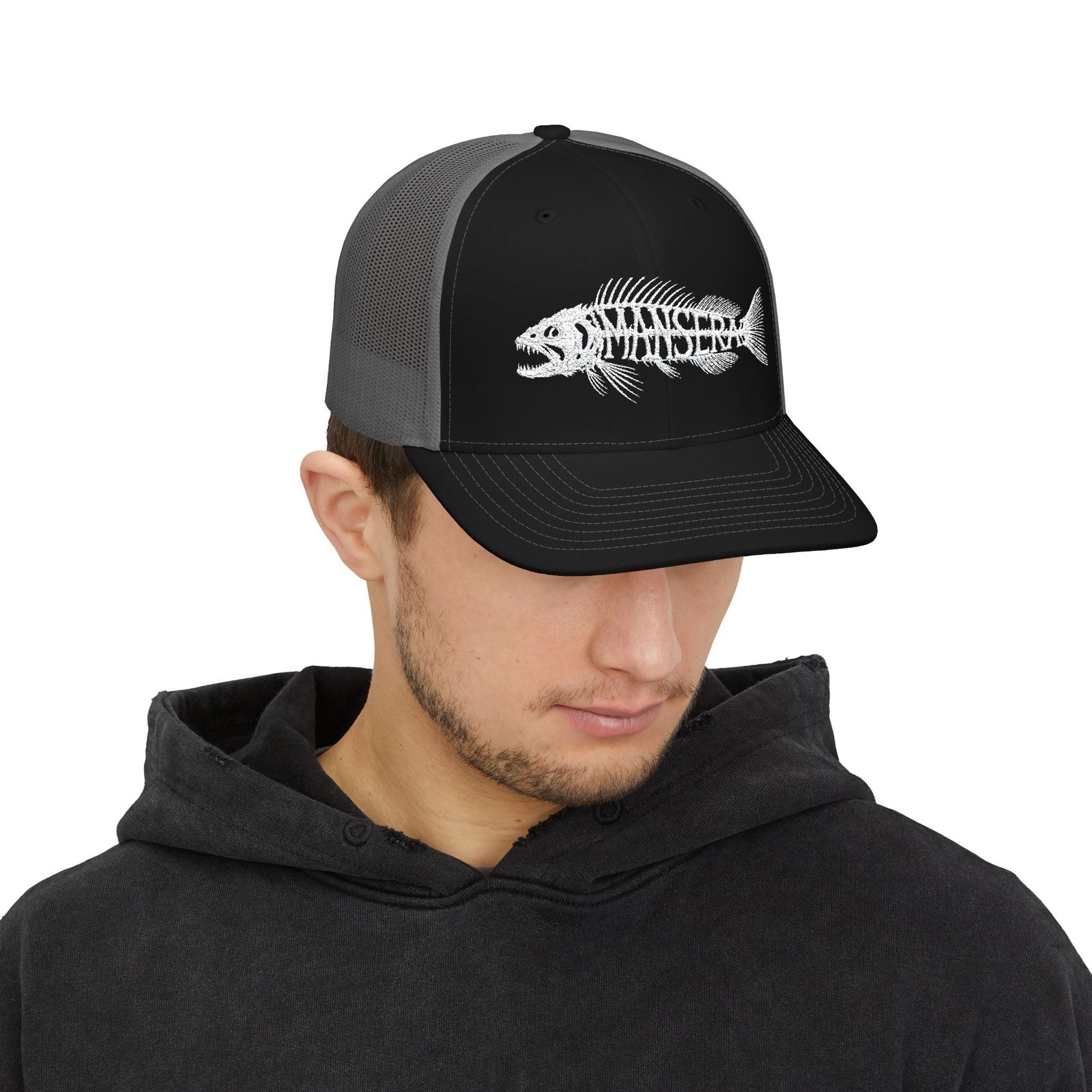 Trucker Cap – Fish Skeleton 'Monster' Embroidered Snapback