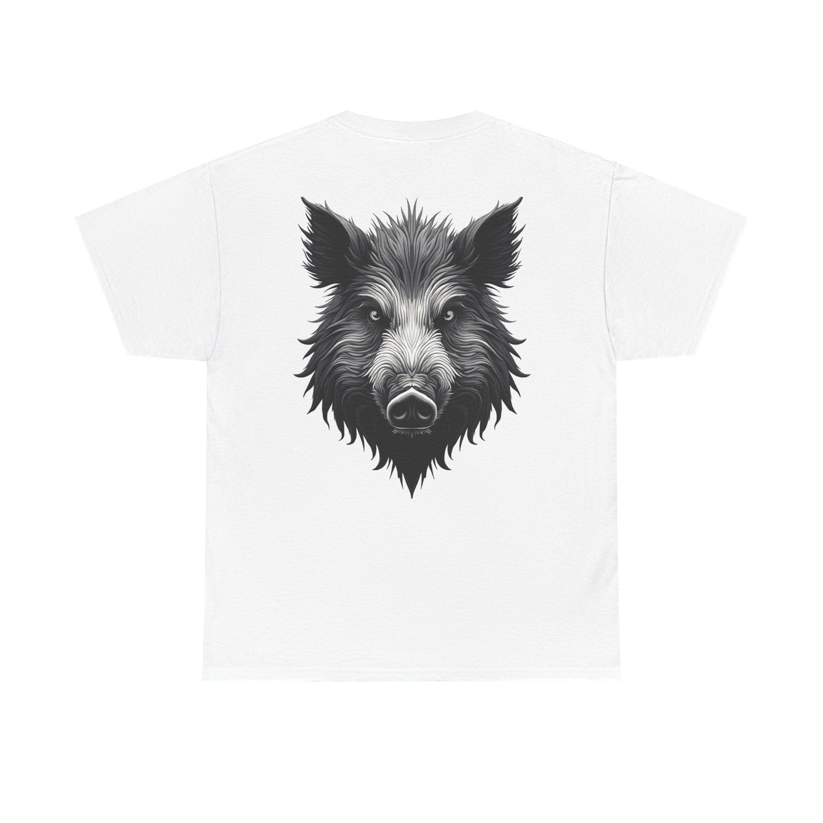 Wild Boar Graphic Tee — Detailed Black Boar Head Shirt