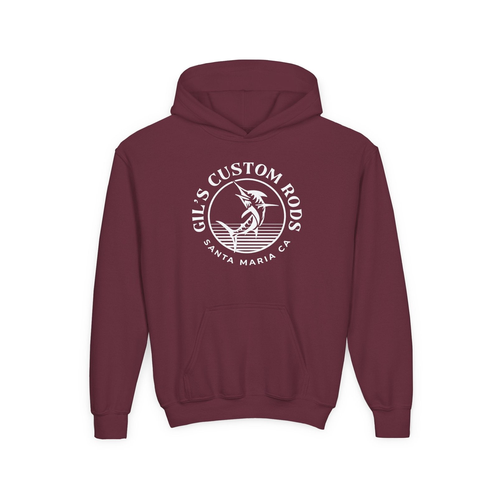 Youth Hoodie - "Gil's Custom Rods Santa Maria, CA" Fishing Logo