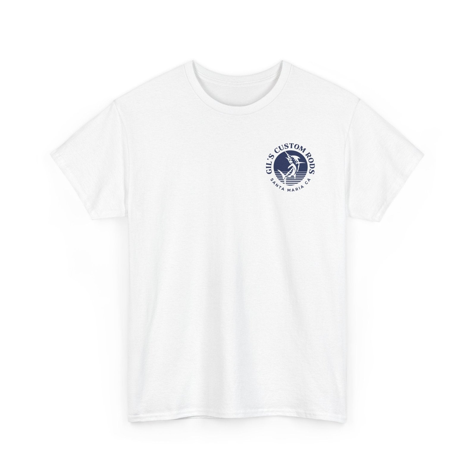 Fishing T-Shirt — "Gil's Custom Rods" Santa Maria Marlin Logo Tee