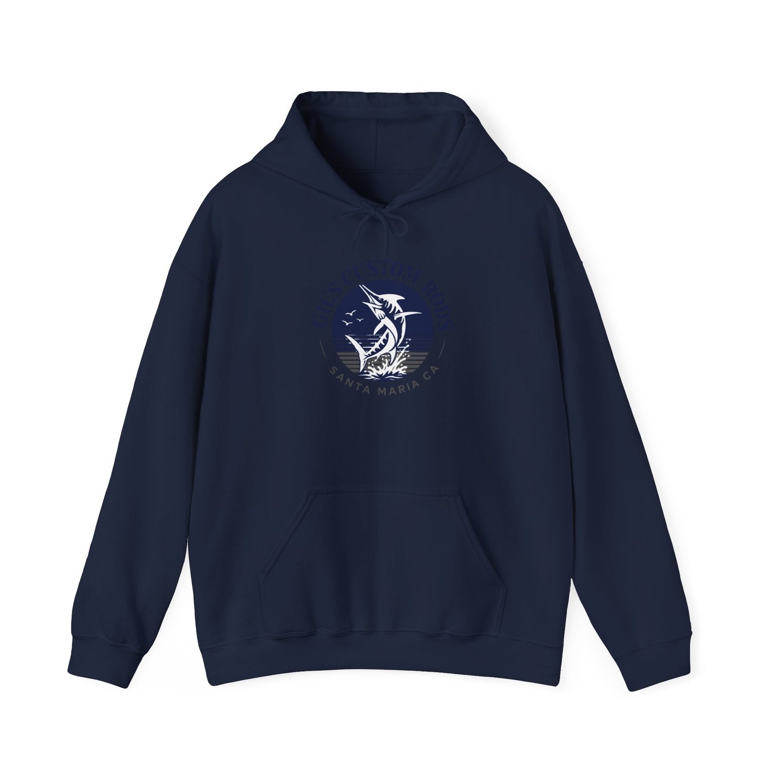 Fishing Hoodie — "Gils Custom Rods" Santa Maria CA Logo Pullover