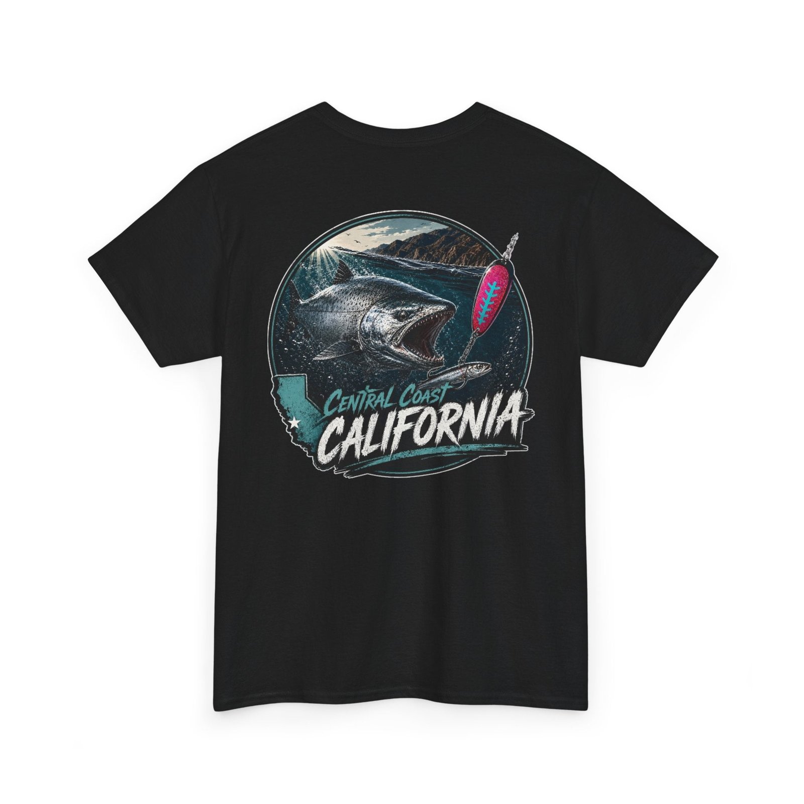 Central Coast California Salmon Fishing Tee — Vintage Sportfishing Graphic T-Shirt