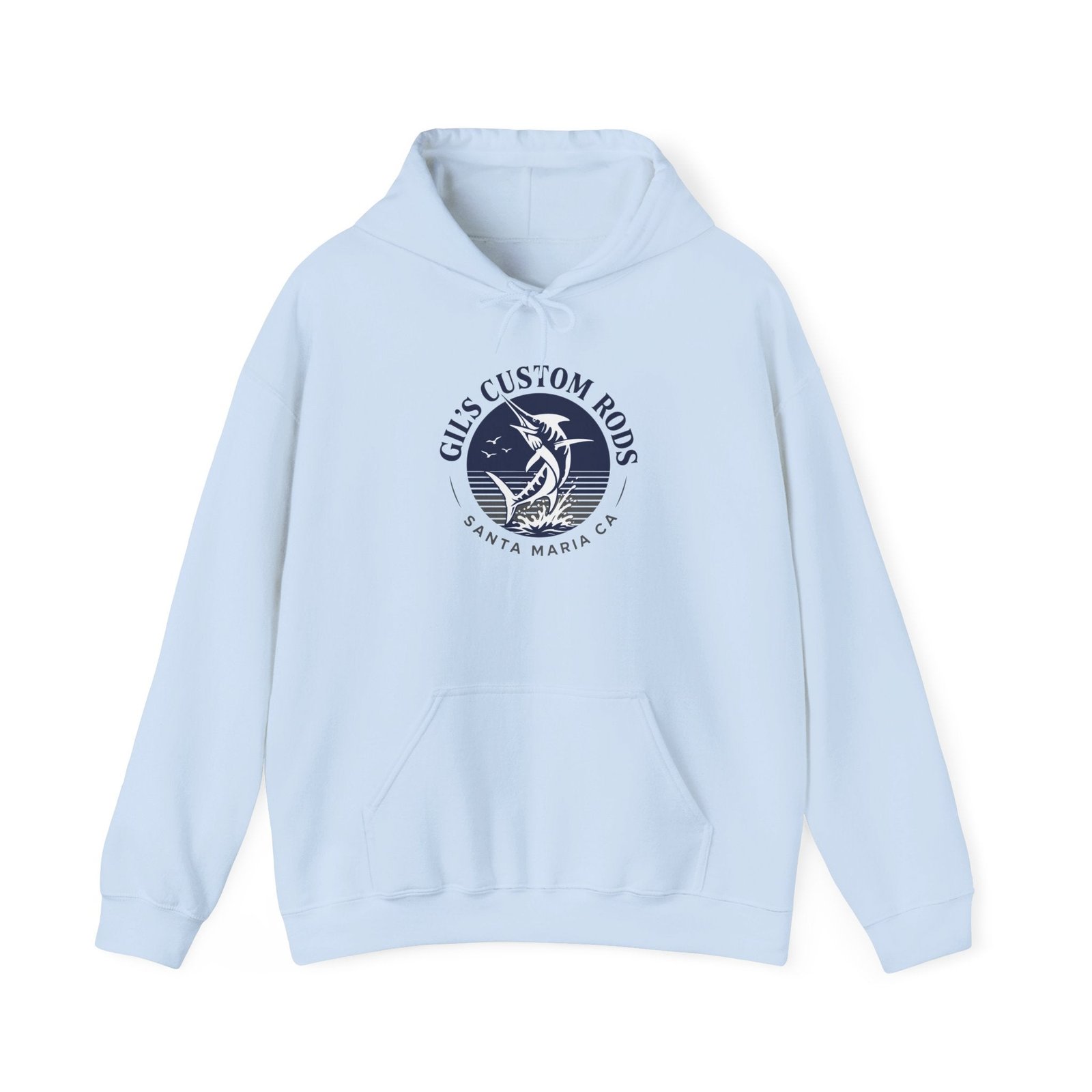 Fishing Hoodie — "Gils Custom Rods" Santa Maria CA Logo Pullover