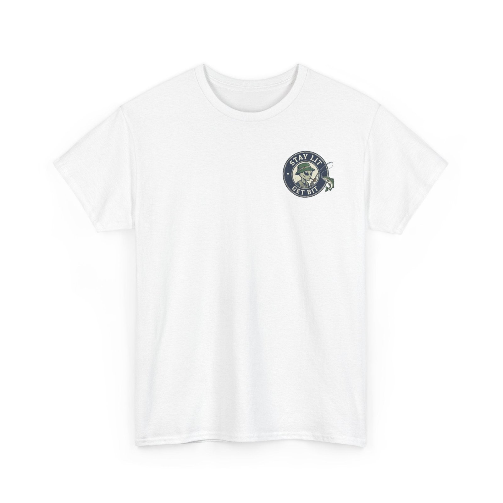 Stay Lit Get Bit T-Shirt — Vintage Alien Angler Graphic Tee