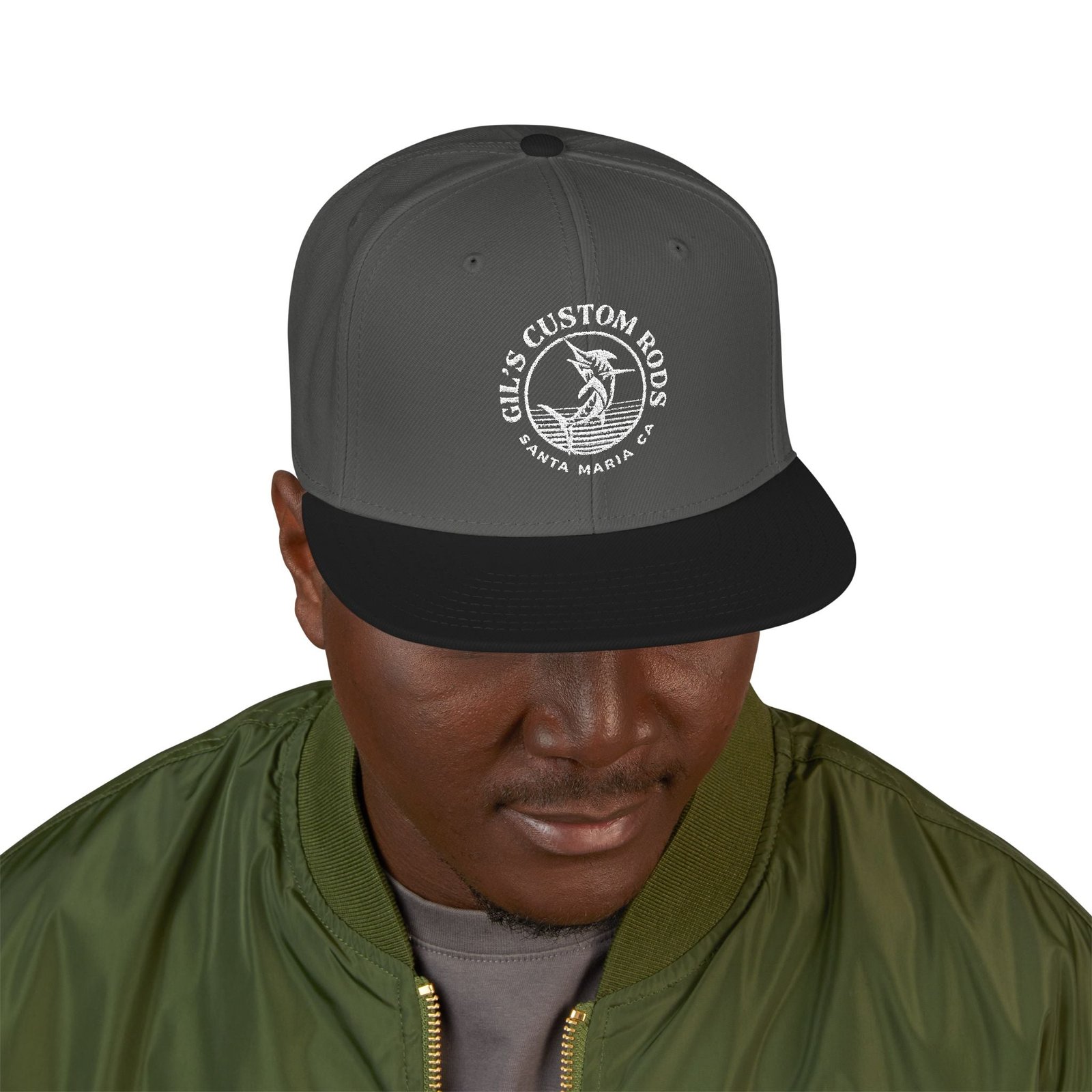 Embroidered Snapback Hat — Distressed Anchor Logo Cap