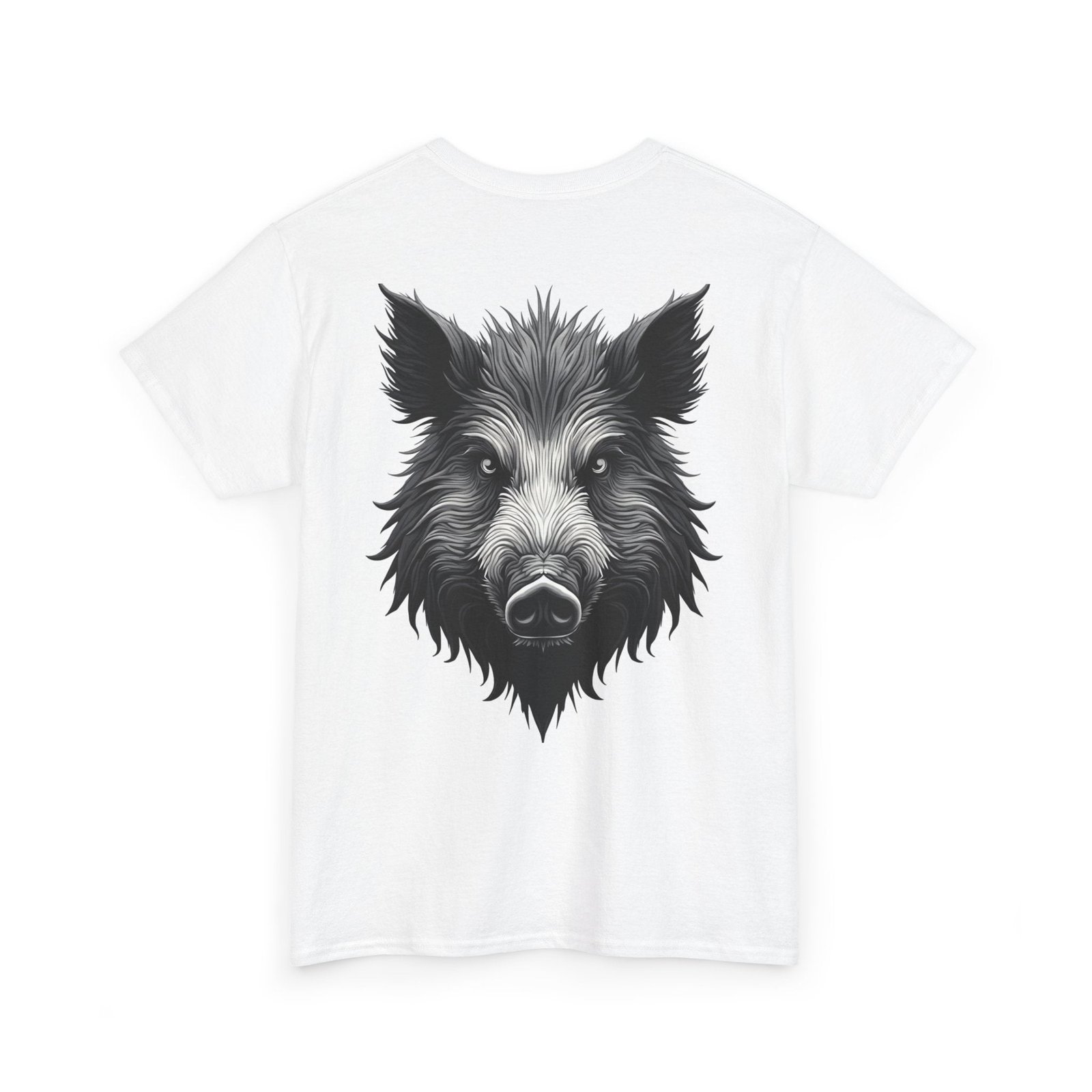 Wild Boar Graphic Tee — Detailed Black Boar Head Shirt