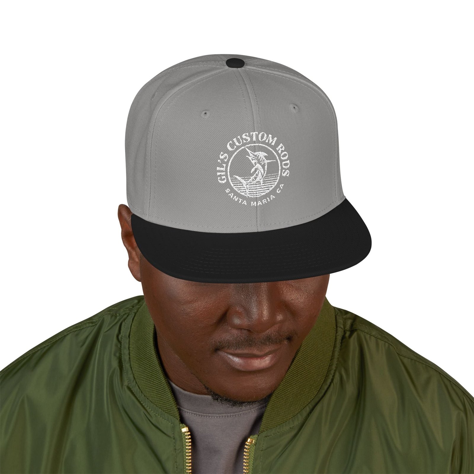 Embroidered Snapback Hat — Distressed Anchor Logo Cap