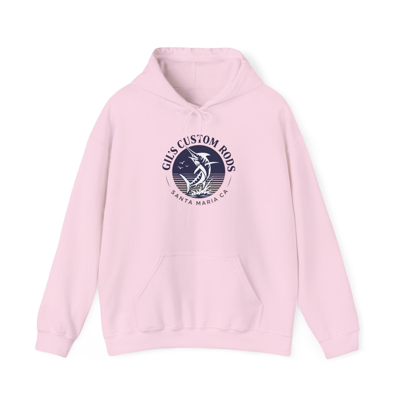 Fishing Hoodie — "Gils Custom Rods" Santa Maria CA Logo Pullover