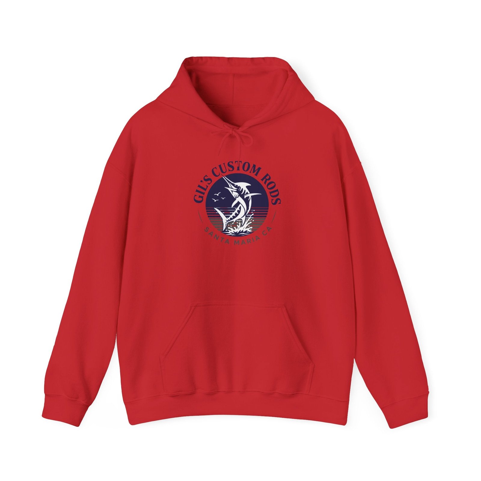Fishing Hoodie — "Gils Custom Rods" Santa Maria CA Logo Pullover