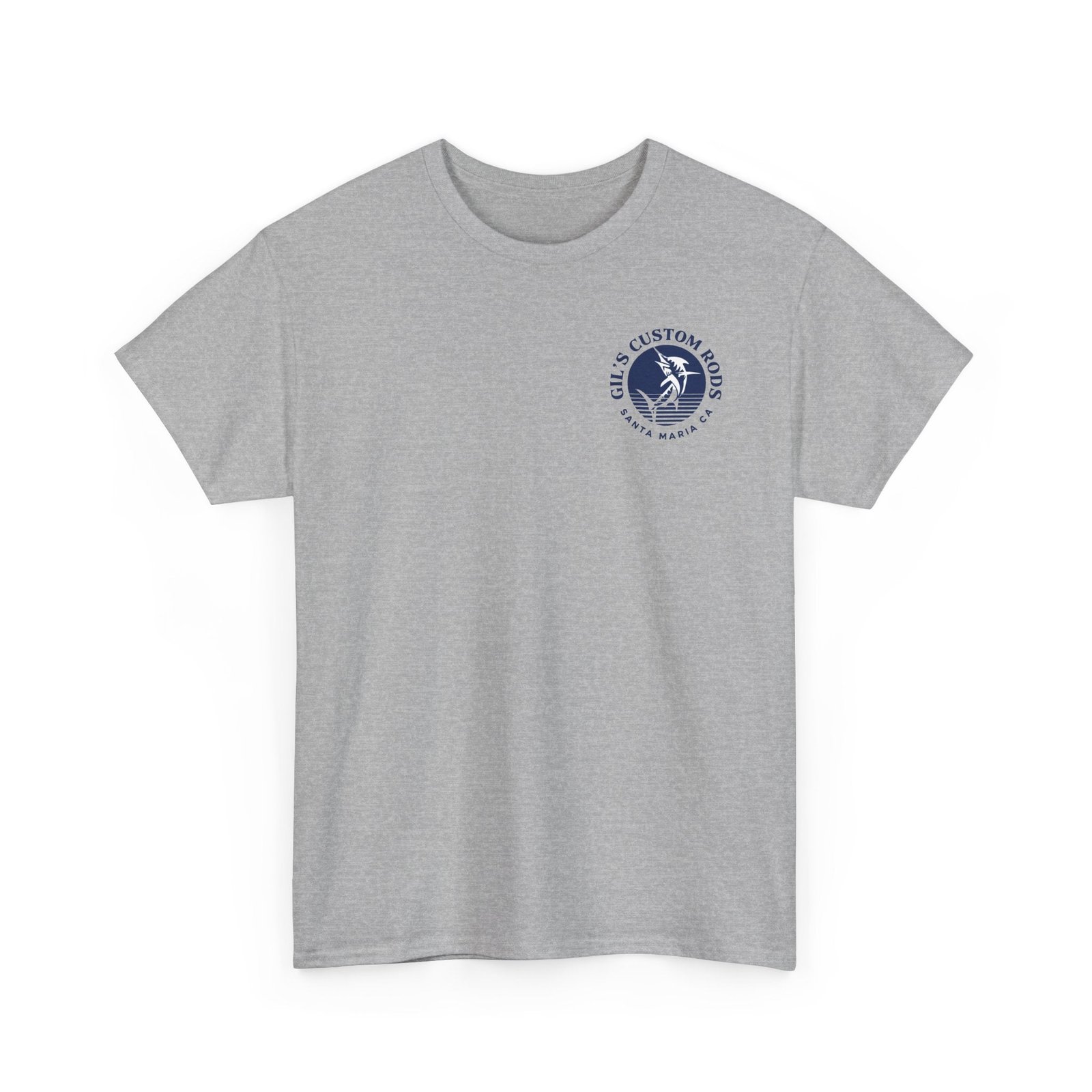 Fishing T-Shirt — "Gil's Custom Rods" Santa Maria Marlin Logo Tee