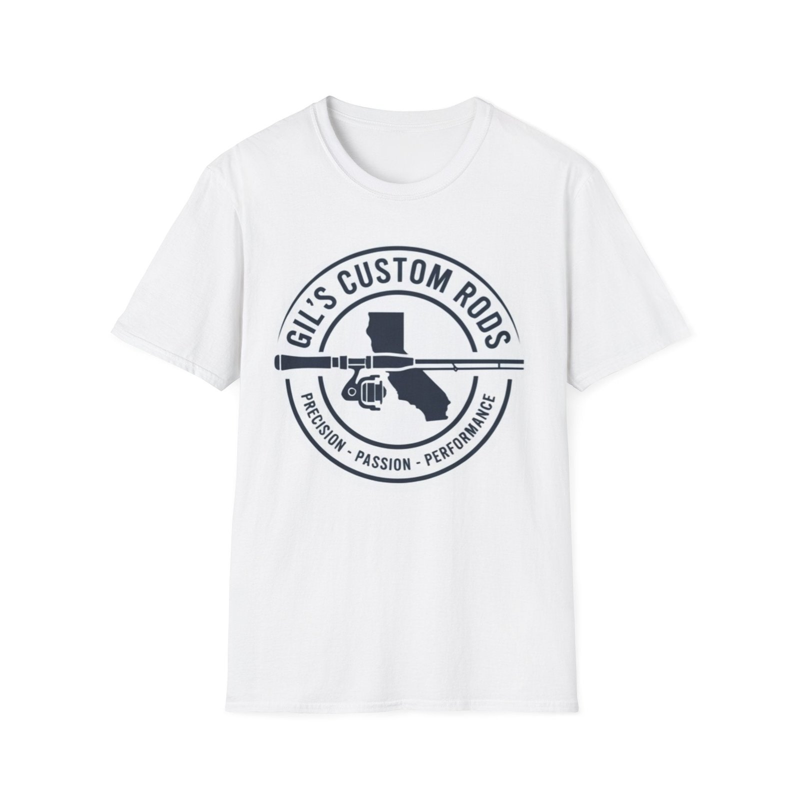 Custom Fishing Rod T‑Shirt — "Gil's Custom Rods" Logo Tee