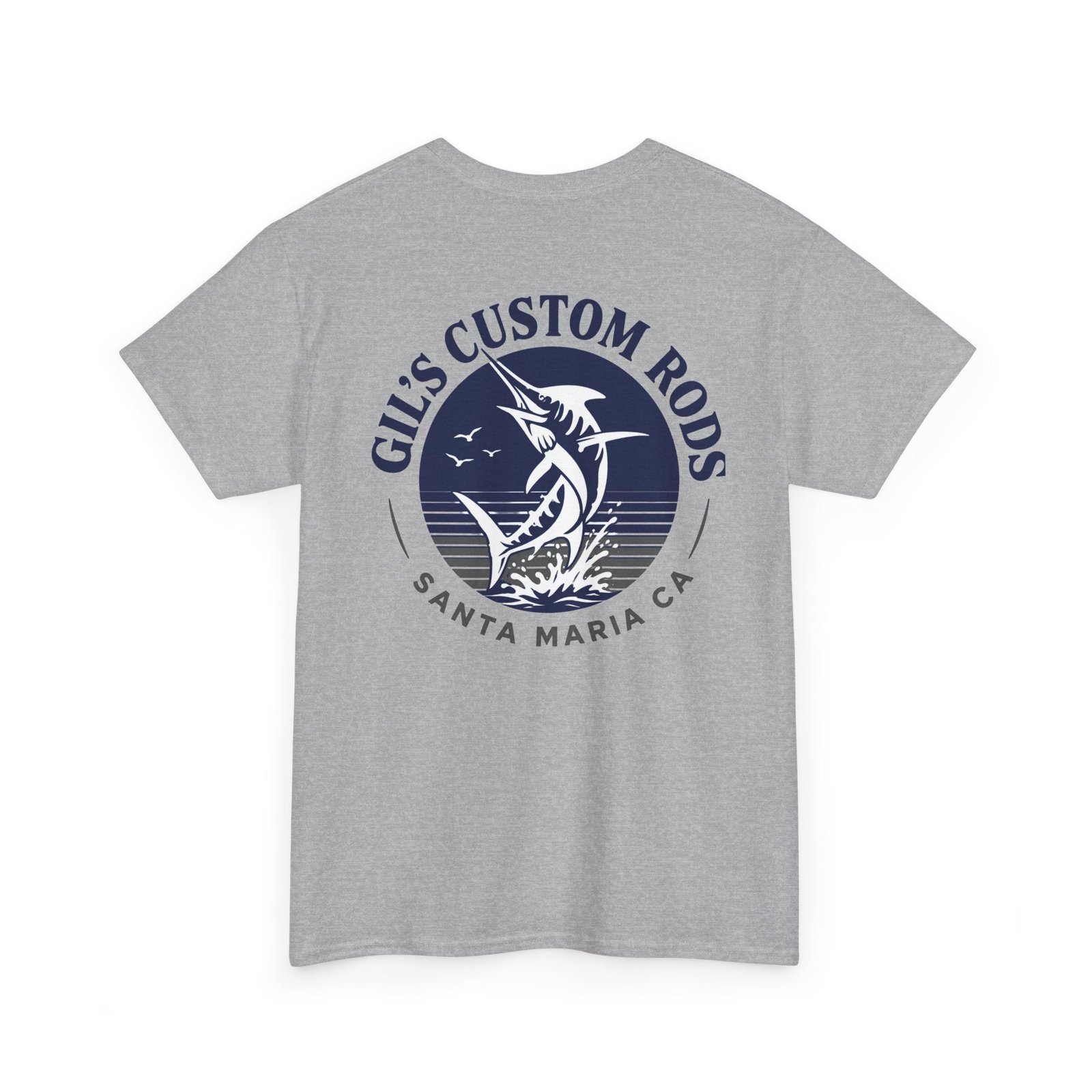 Fishing T-Shirt — "Gil's Custom Rods" Santa Maria Marlin Logo Tee