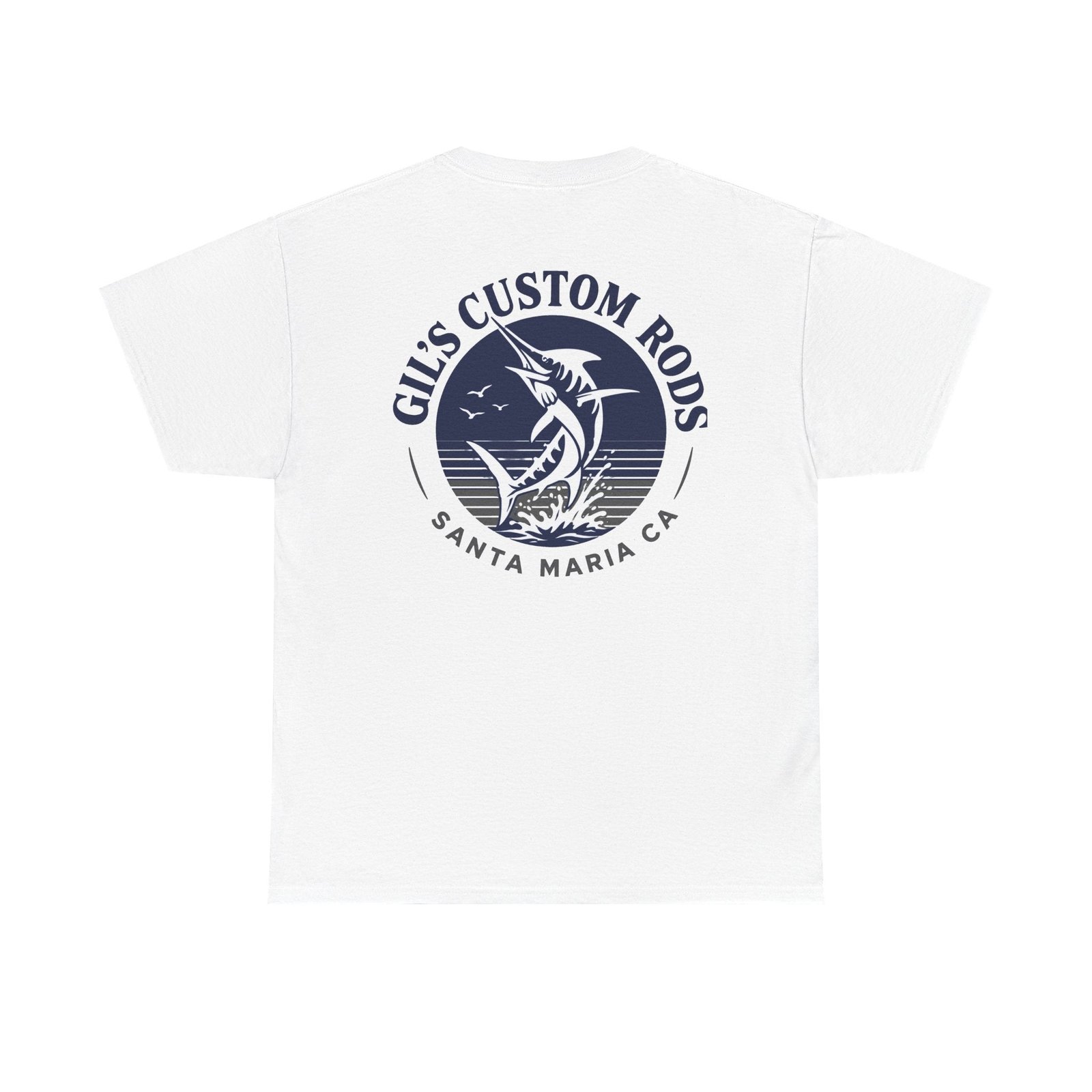 Fishing T-Shirt — "Gil's Custom Rods" Santa Maria Marlin Logo Tee